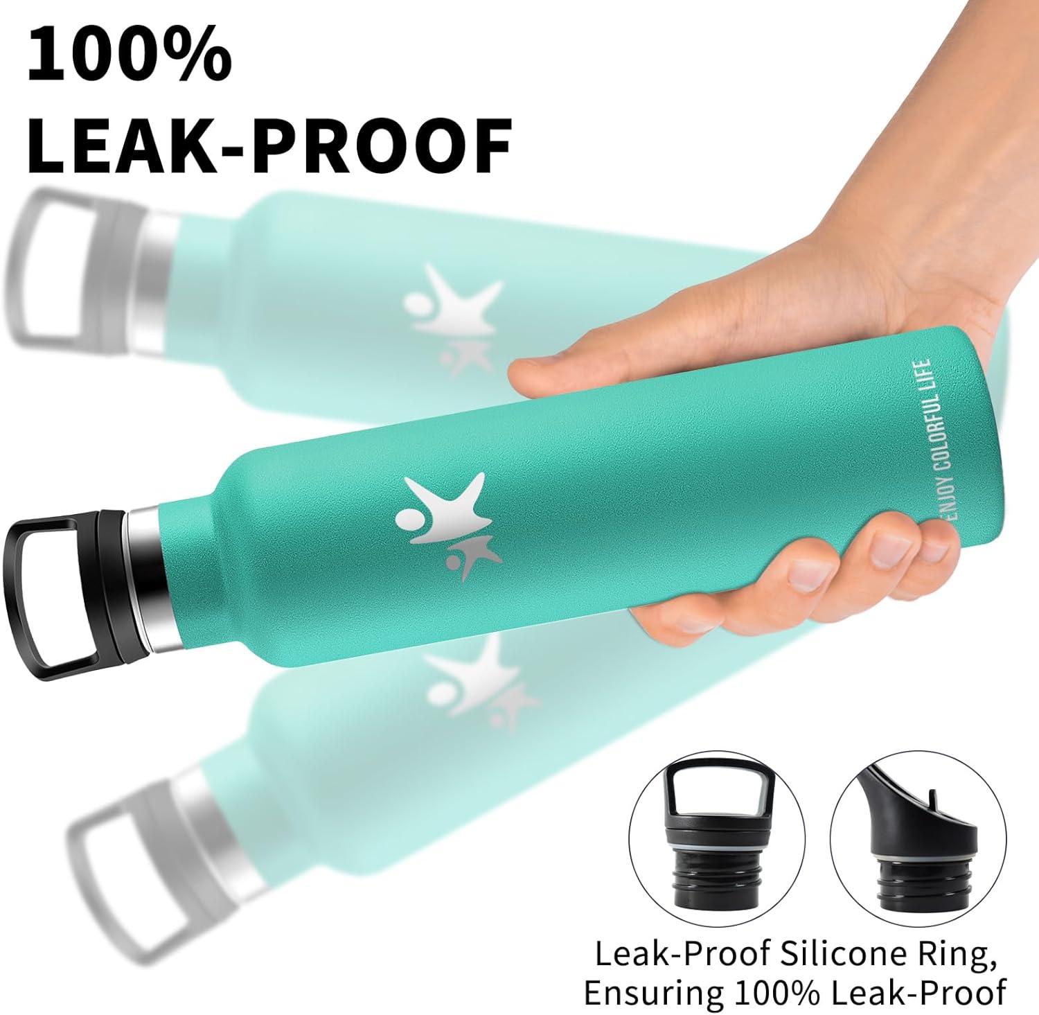 image:imageBouteille deau isotherme en acier inoxydable sans BPA pour le sport le camping et la randonne 1 lVert