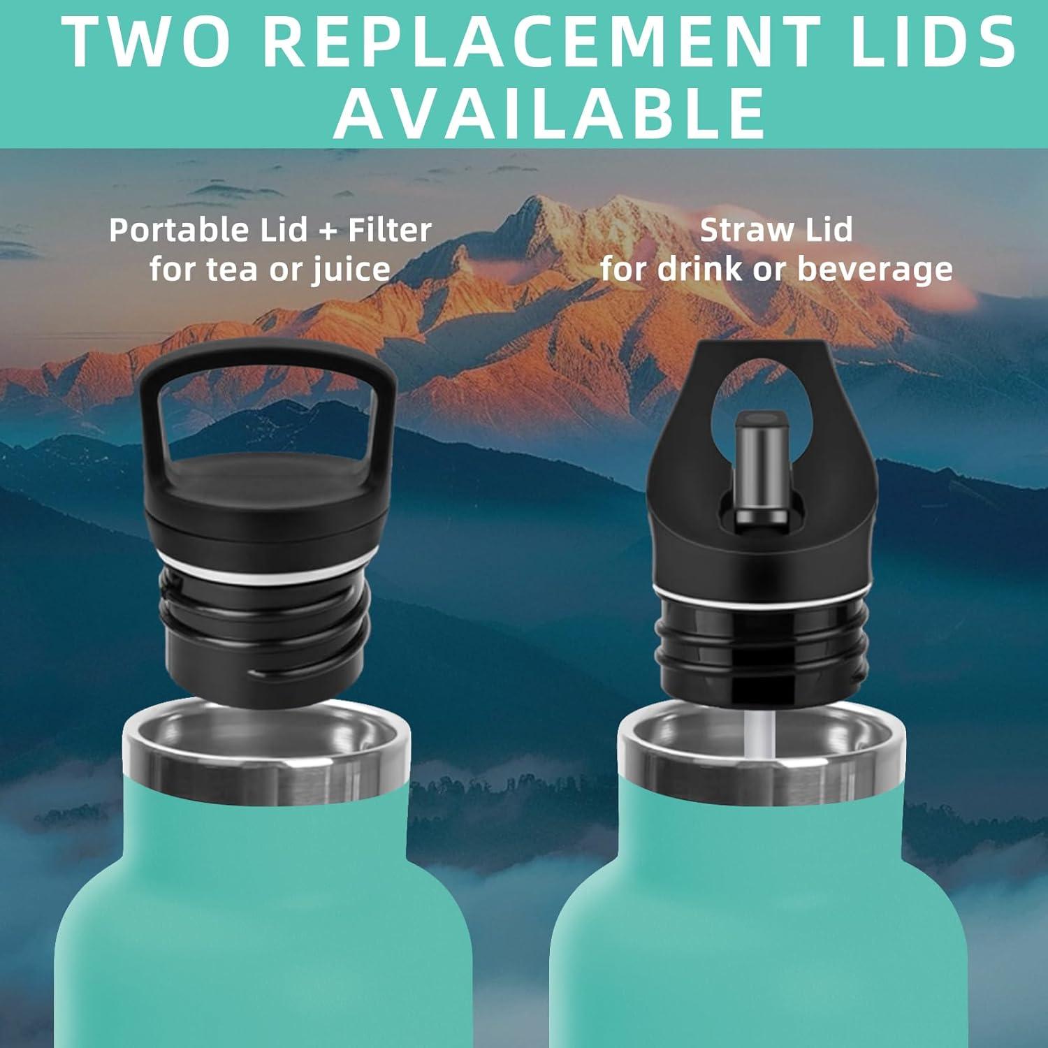 image:imageBouteille deau isotherme en acier inoxydable sans BPA pour le sport le camping et la randonne 1 lVert