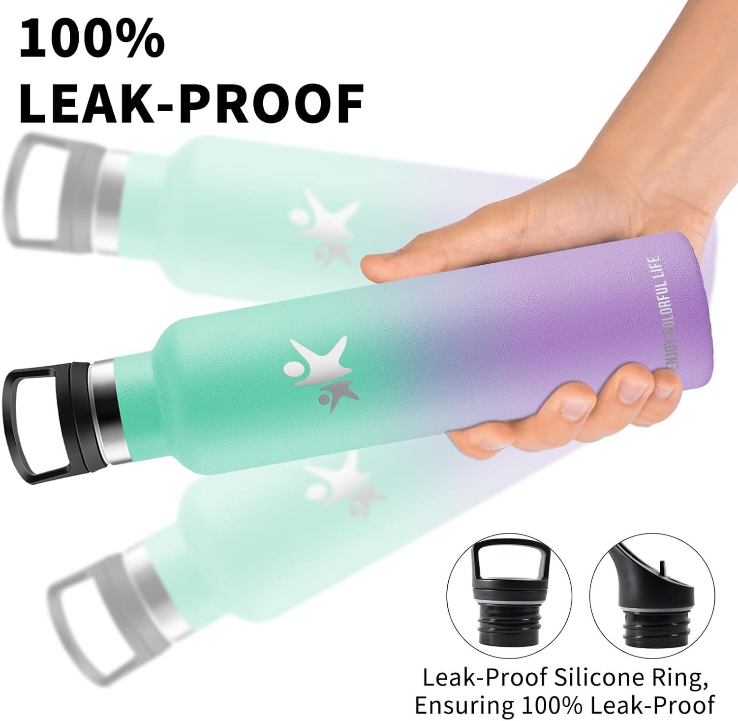 image:imageBouteille deau isotherme en acier inoxydable sans BPA pour le sport le camping et la randonne 1 lVertviolet