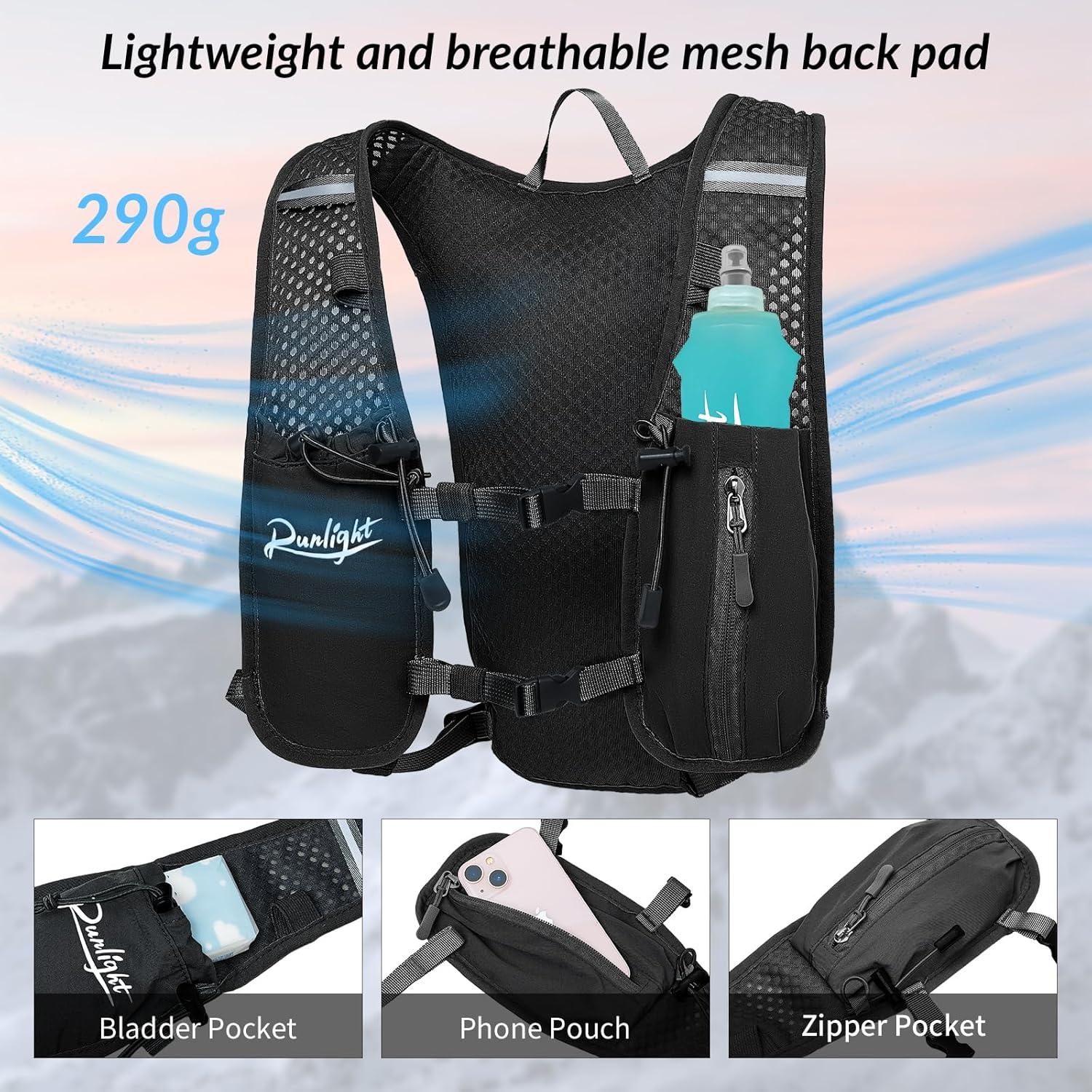 image:imageGilet de course sac dos eau lger avec bouteille souple de 500 ml sac dos de course pour hommes et femmes sac dos dhydratation pour la randonne le cyclisme pour hommes et femmes