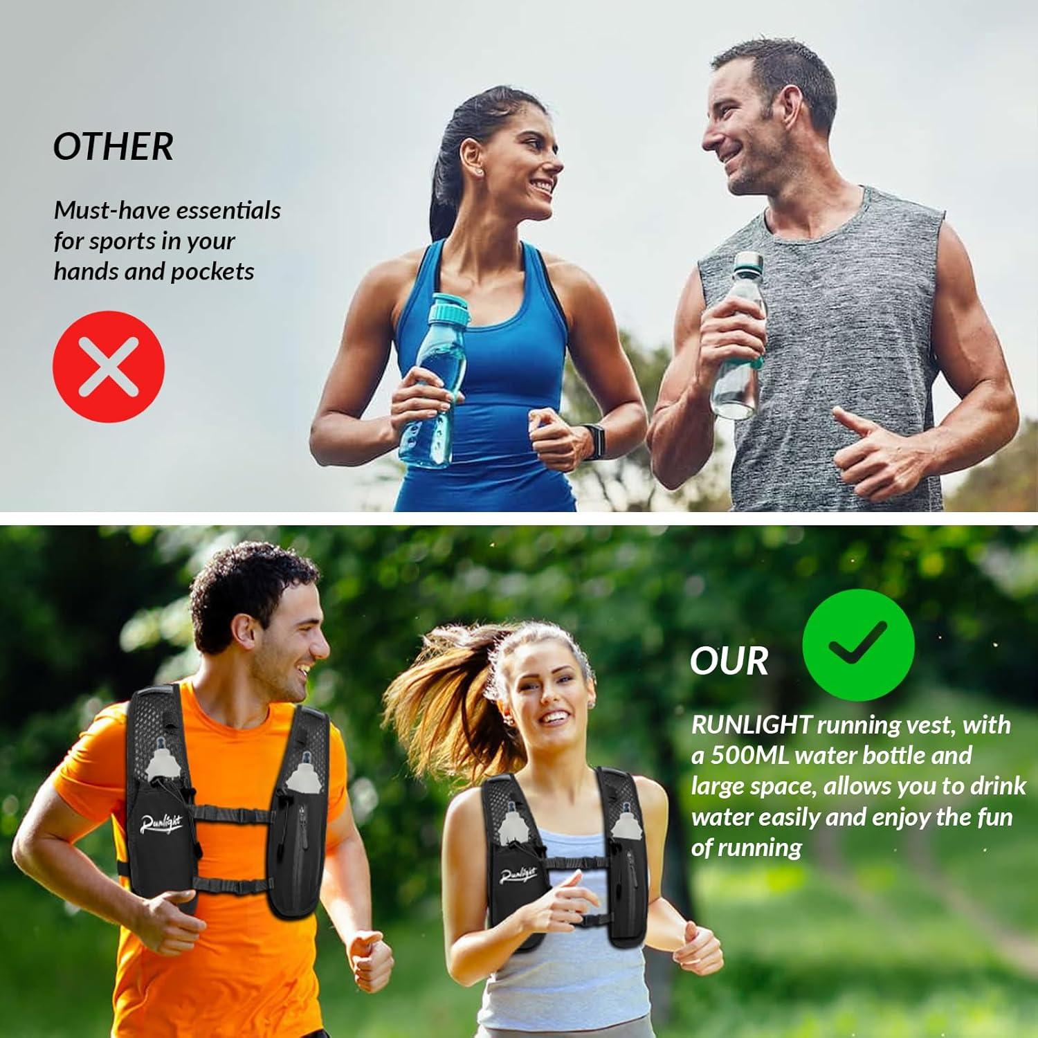 image:imageGilet de course sac dos eau lger avec bouteille souple de 500 ml sac dos de course pour hommes et femmes sac dos dhydratation pour la randonne le cyclisme pour hommes et femmes
