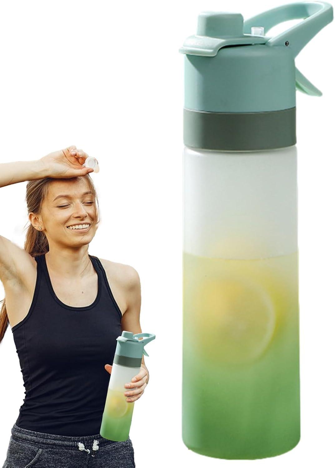 image:imageGnrique Bouteille Deau Brumisante Bouteille Pulvrisateur Rutilisable Avec Paille Antifuite Tasse Givre Dgrade Pour Enfant Adulte Garon Fille Lcole Camping Gym Sport YogaGreen