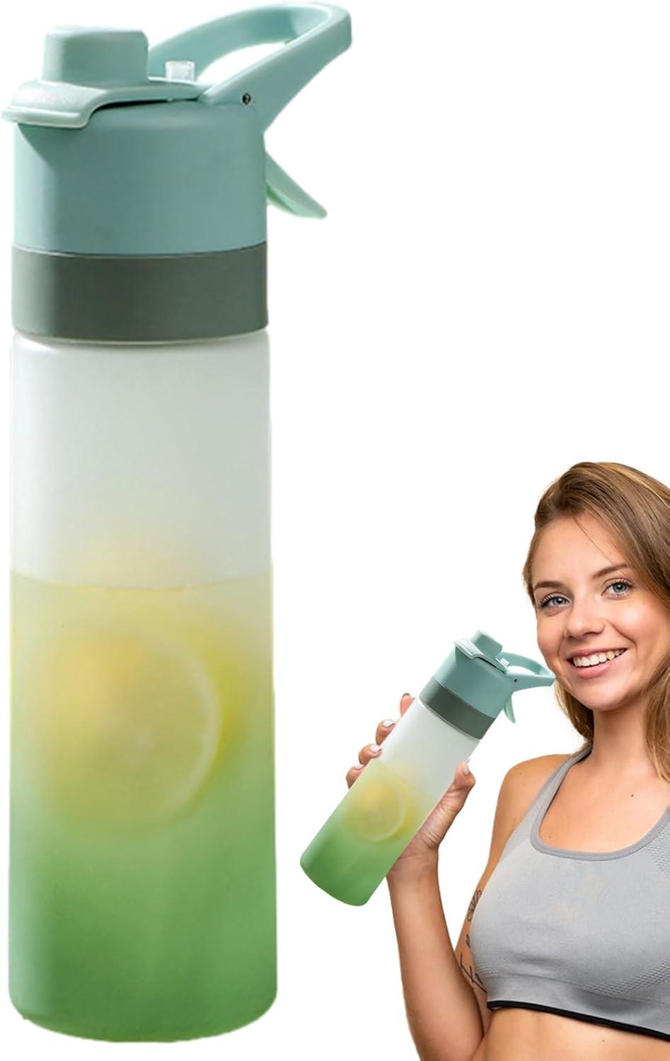 image:imageGnrique Bouteille Deau Brumisante Bouteille Pulvrisateur Rutilisable Avec Paille Antifuite Tasse Givre Dgrade Pour Enfant Adulte Garon Fille Lcole Camping Gym Sport YogaGreen