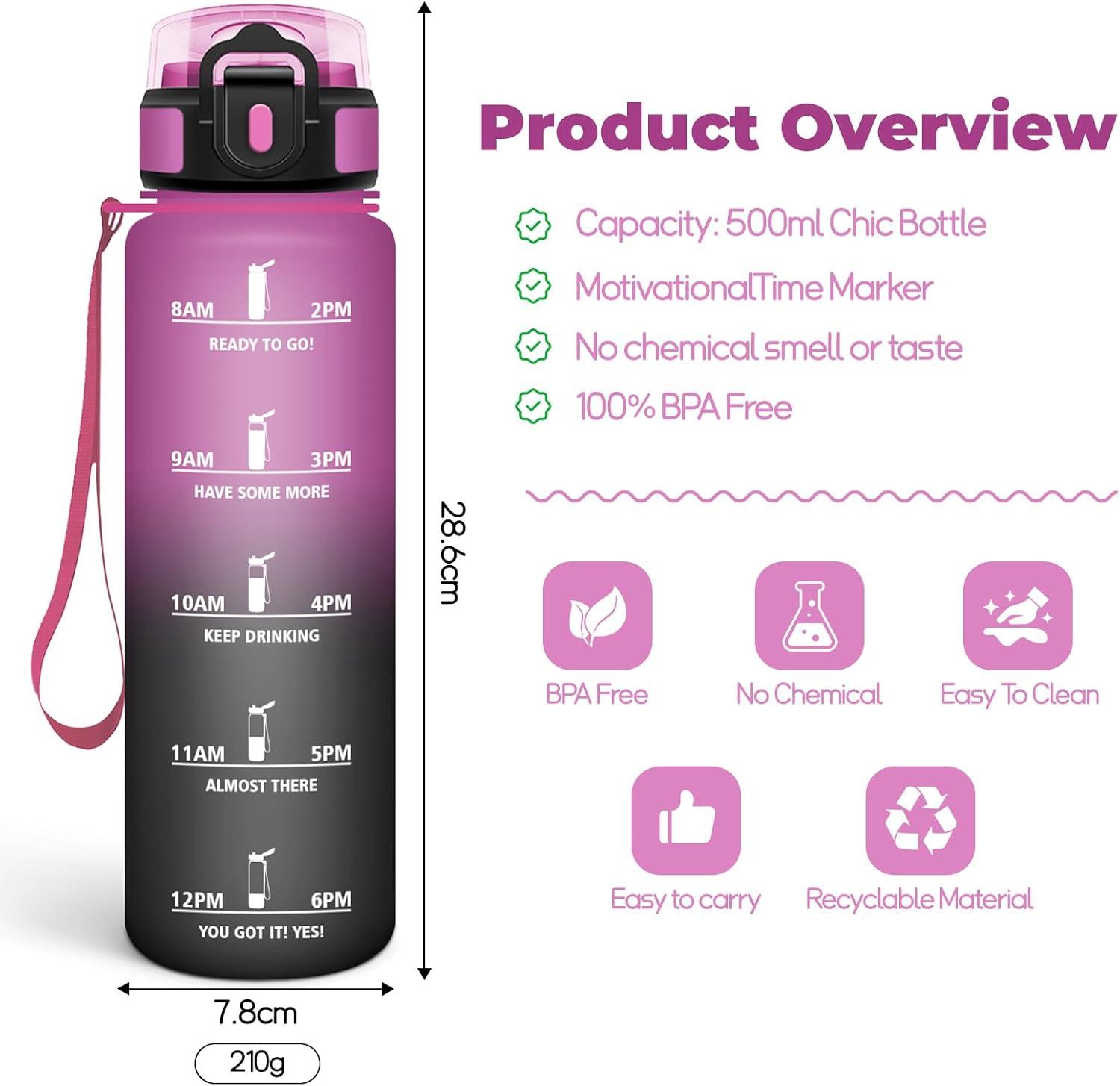 image:imageGourde 1l tanches Gourde Paille sans BPA ampamp Rutilisable Bouteille Motivation Bouteille deau Avec Marqueur de Temps Gourde Sport pour Gym Ecole Cyclisme Plein air SportVioletnoir 1000 Ml