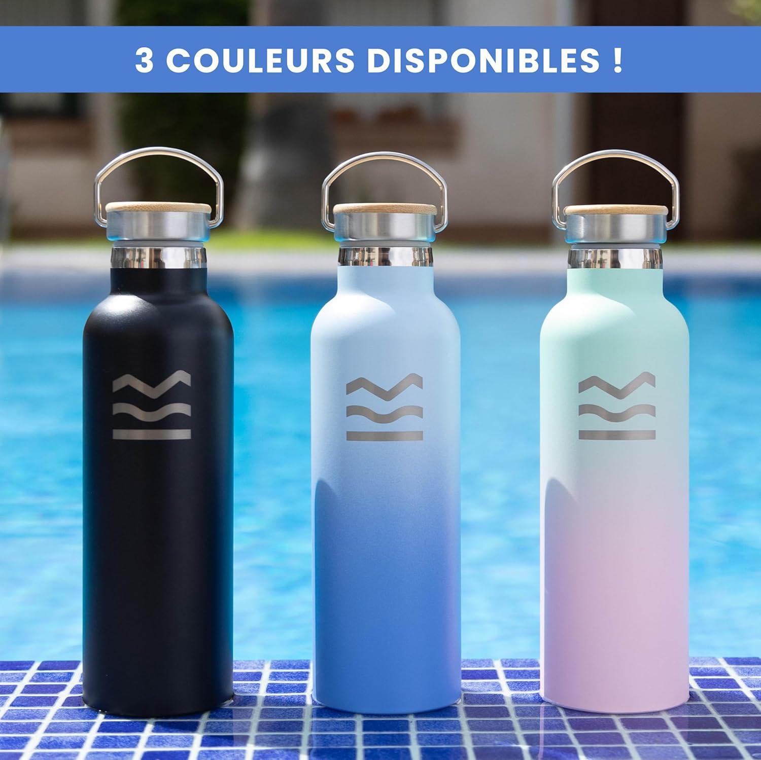 image:imageGourde Isotherme 750 ml Bleue HUIIKE Bouteille Isotherme avec 3 Bouchons Gourde Inox 12h Chaude ampamp 24h Froide Water Bottle Sans BPA Bouteille avec Paille Acier Inoxydable Sport ReutilisableBleu