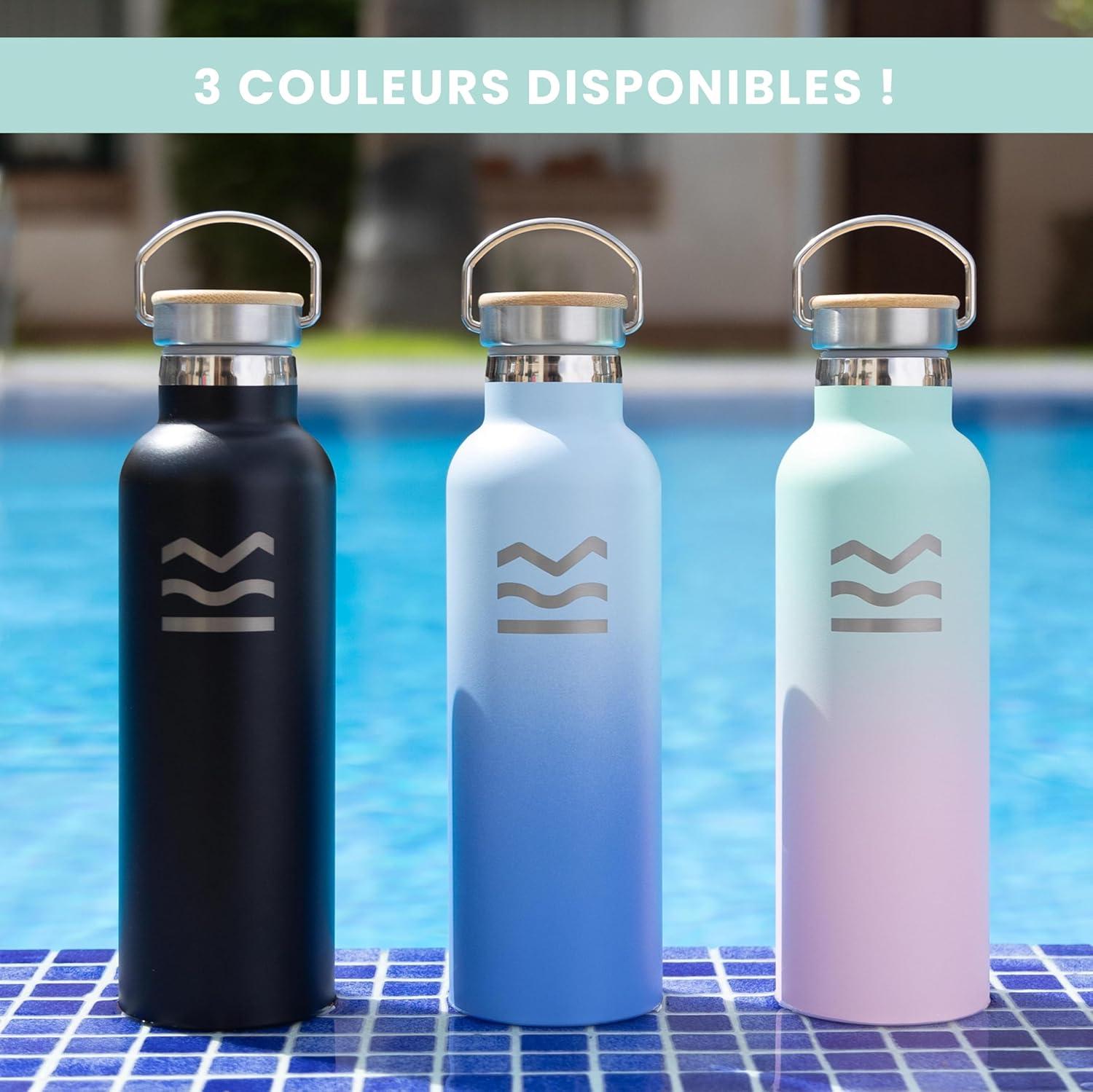 image:imageGourde Isotherme 750 ml Bleue HUIIKE Bouteille Isotherme avec 3 Bouchons Gourde Inox 12h Chaude ampamp 24h Froide Water Bottle Sans BPA Bouteille avec Paille Acier Inoxydable Sport ReutilisableRose