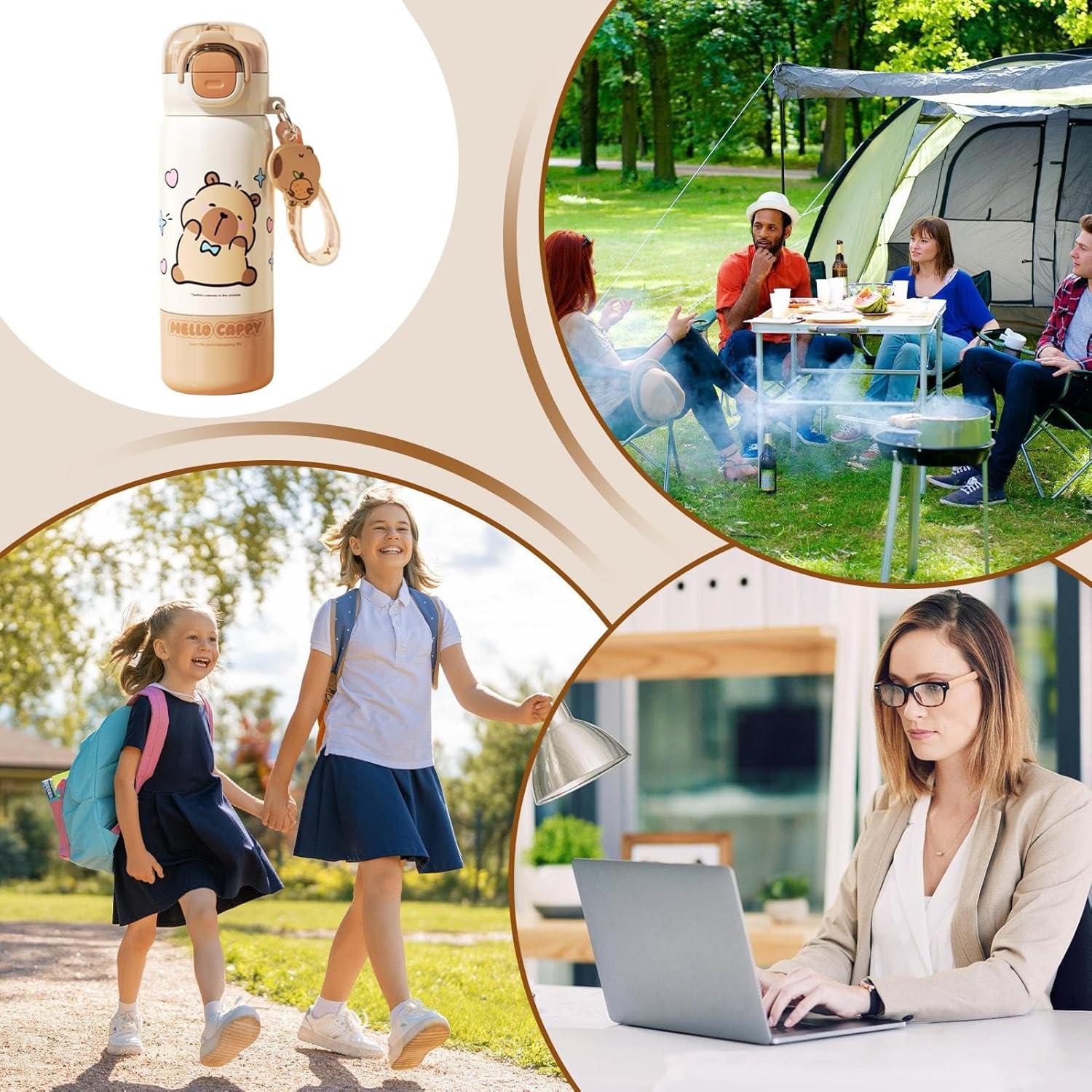 image:imageGourde Sportive MignonneMug Portable Avec Couvercle Paille Et AntirouilleBouteille DEau De Boisson pour Usage Scolaire Bureaux Voyage Extrieur Maison Famille Adultes tudiantsBlanc