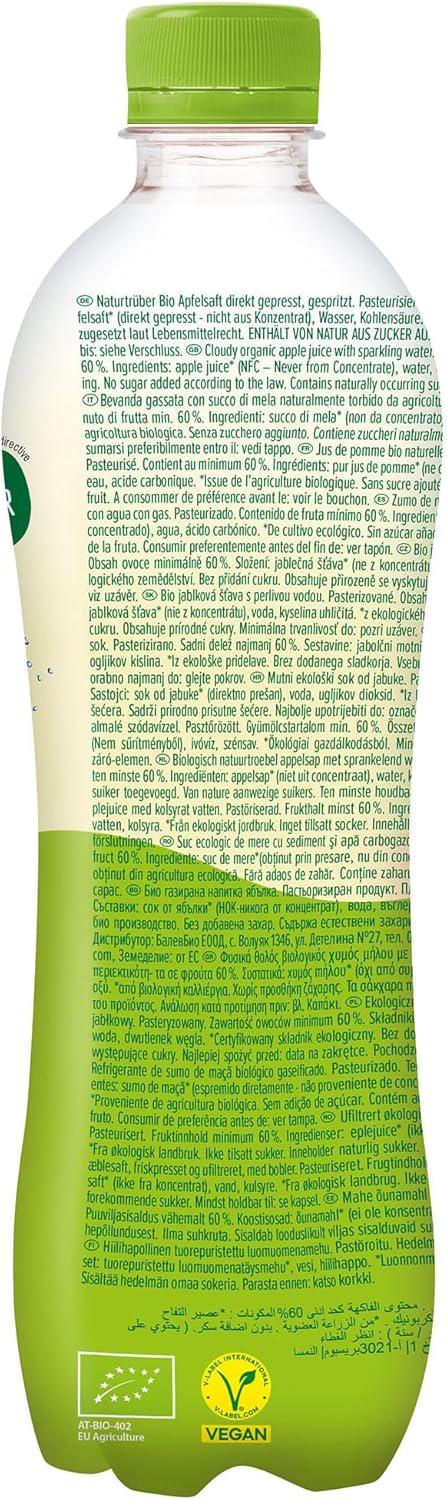 image:imageHLLINGER Bio Spritz Pomme Boisson Ptillante Biologique Sans Sucre Ajout Bouteille PET 500ml Vegan Press Direct