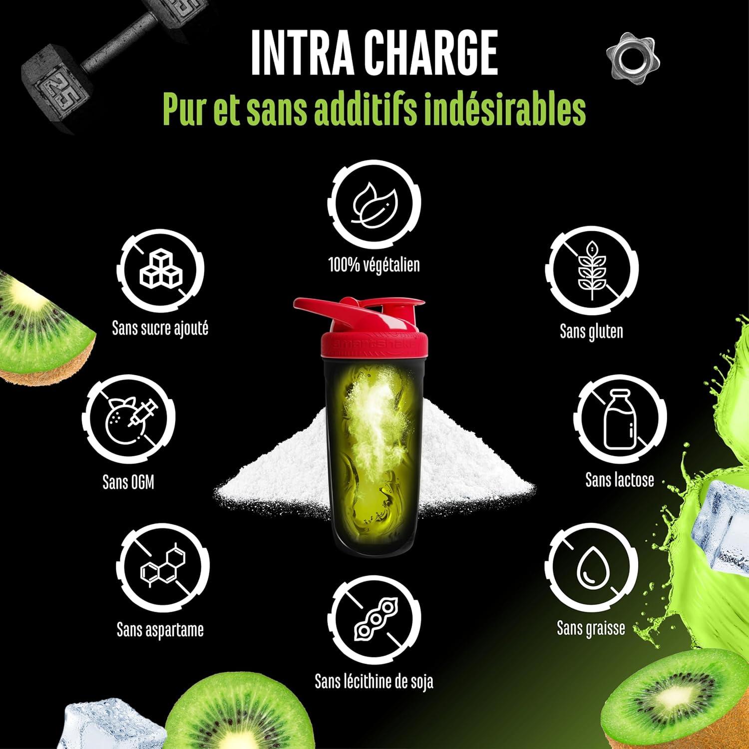 image:imageIntra Charge Workout Drink 12 kg Complexe hautement dos avec Cluster Dextrin 9 EAA et BCAA essentiels Lglutamine Lglycine taurine matrice dlectrolytes vgtalien kiwiKiwi