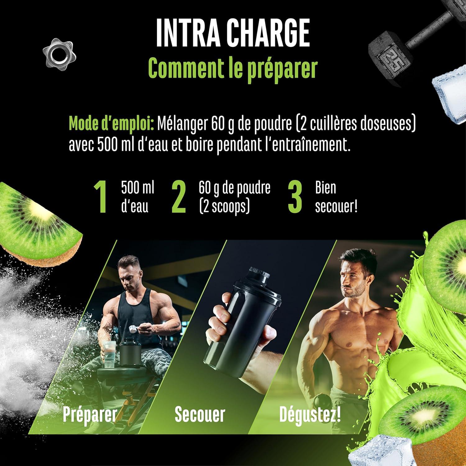image:imageIntra Charge Workout Drink 12 kg Complexe hautement dos avec Cluster Dextrin 9 EAA et BCAA essentiels Lglutamine Lglycine taurine matrice dlectrolytes vgtalien kiwiKiwi