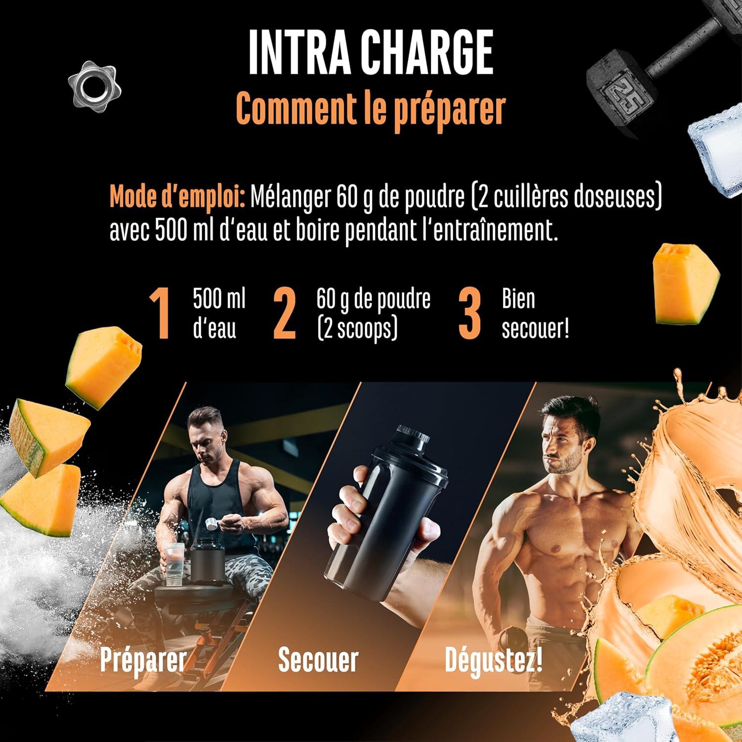 image:imageIntra Charge Workout Drink 12 kg Complexe hautement dos avec Cluster Dextrin 9 EAA et BCAA essentiels Lglutamine Lglycine taurine matrice dlectrolytes vgtalien kiwiHoneydew melon