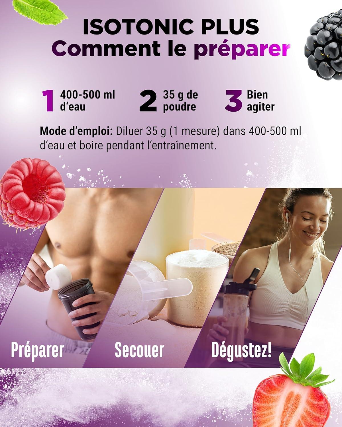 image:imageIsotonic Plus Drink 1050 g Boisson isotonique en poudre avec glucides lectrolytes vitamines et maca Formule hydratation ampamp rcupration vegan Berry MixBerry Mix