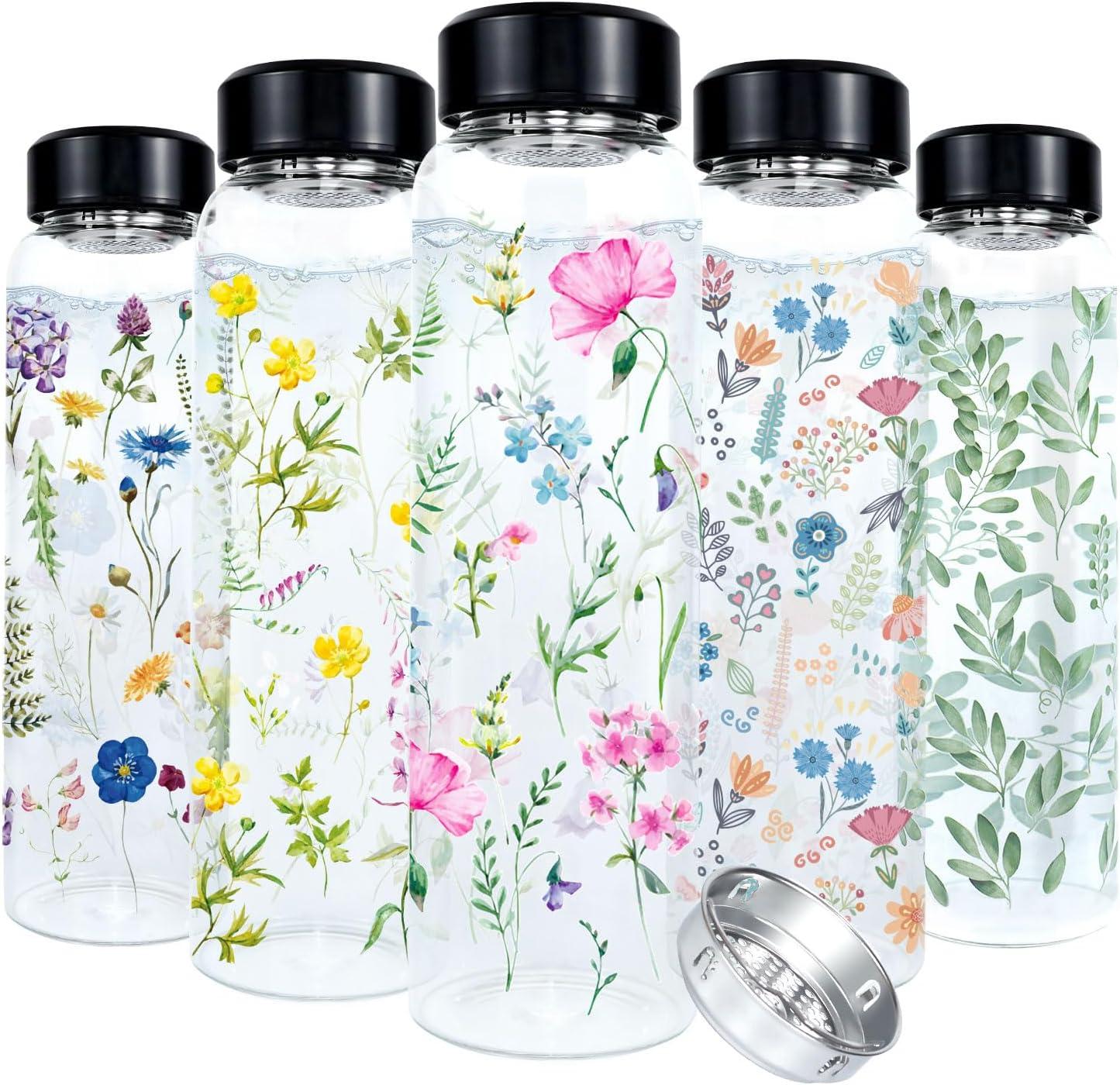 image:imagePAPU Bouteille DEau Verre 1 LitreGoulot Large 55 cm 1 000 mltancheAvec Couvercle Protection Eucalyptus Filtre Acier InoxydableSans BpatancheIdale pour Sport BureauRose