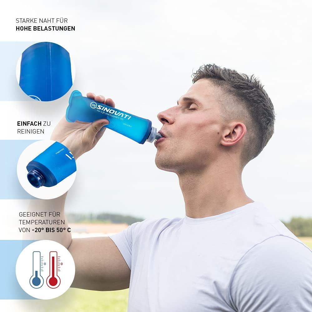 image:imageSINOVATI Gourde pliable en TPU sans BPA pour sac dos dhydratation vlo randonne jogging trekking camping et escaladeBleu