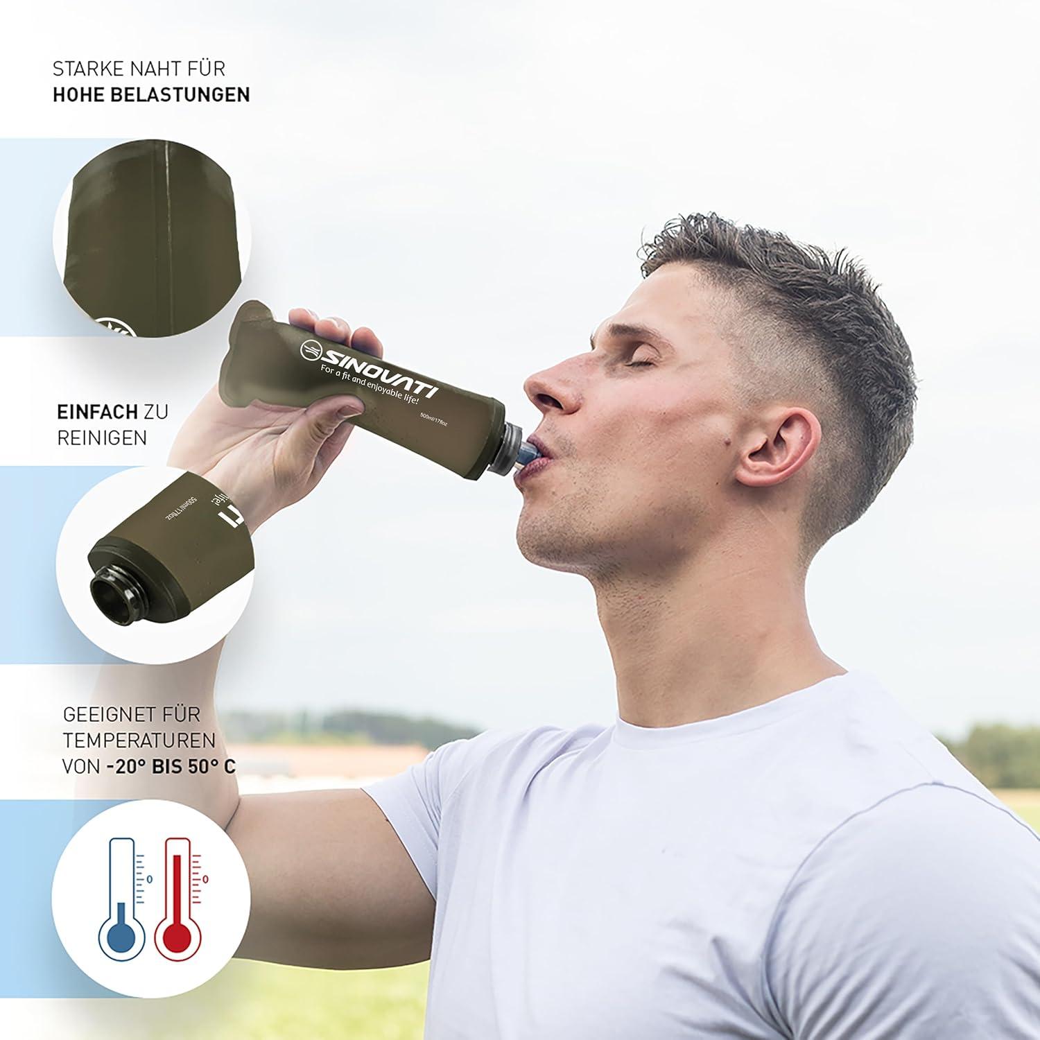 image:imageSINOVATI Gourde pliable en TPU sans BPA pour sac dos dhydratation vlo randonne jogging trekking camping et escaladeDgrey500mlx1