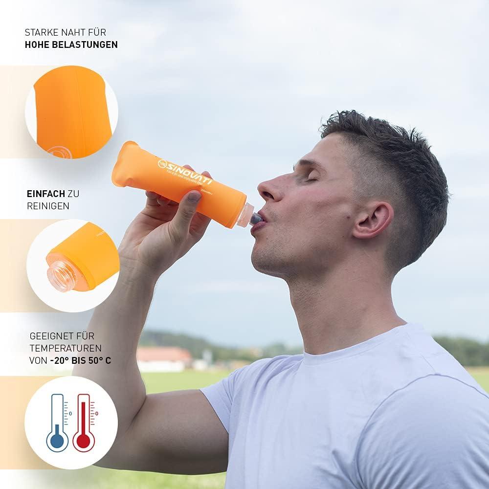 image:imageSINOVATI Gourde pliable en TPU sans BPA pour sac dos dhydratation vlo randonne jogging trekking camping et escaladeOrange