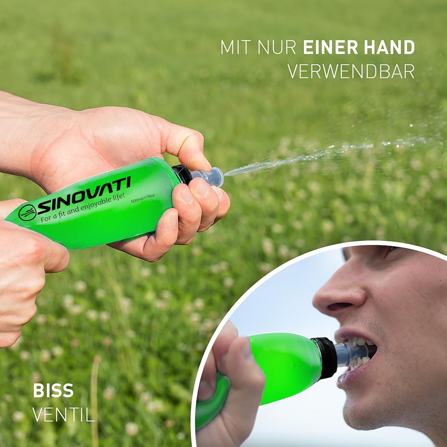 image:imageSINOVATI Gourde pliable en TPU sans BPA pour sac dos dhydratation vlo randonne jogging trekking camping et escaladeVert 500 Ml X 1