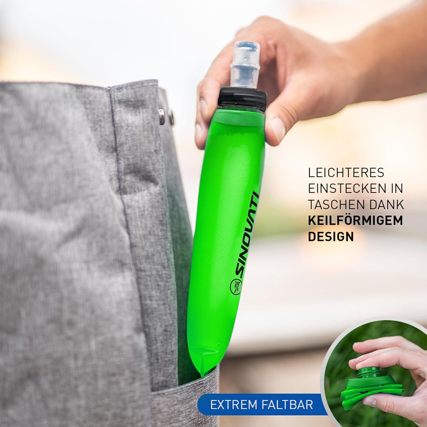 image:imageSINOVATI Gourde pliable en TPU sans BPA pour sac dos dhydratation vlo randonne jogging trekking camping et escaladeVert 500 Ml X 2