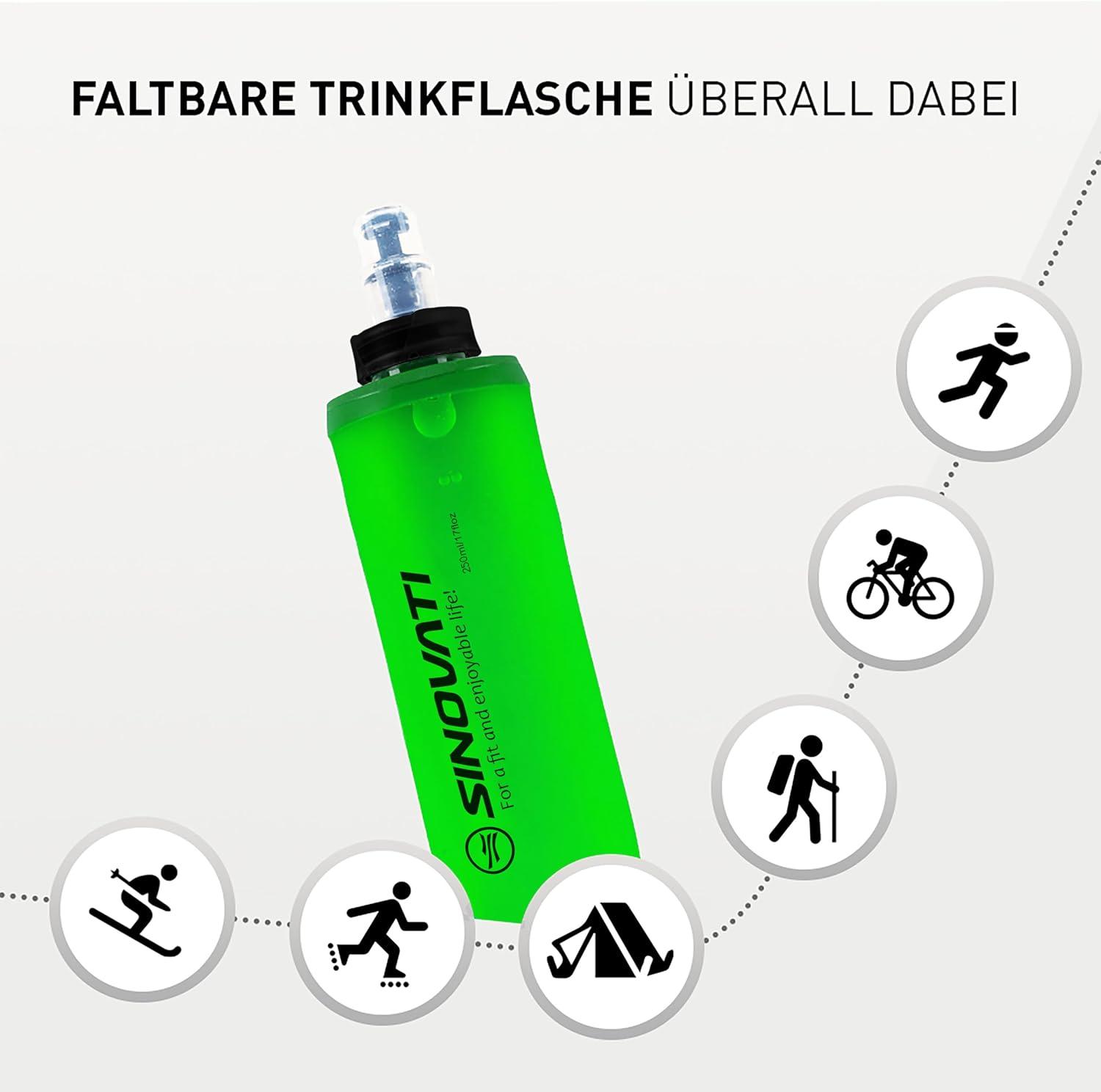 image:imageSINOVATI Gourde pliable en TPU sans BPA pour sac dos dhydratation vlo randonne jogging trekking camping et escaladeVert 500 Ml X 2