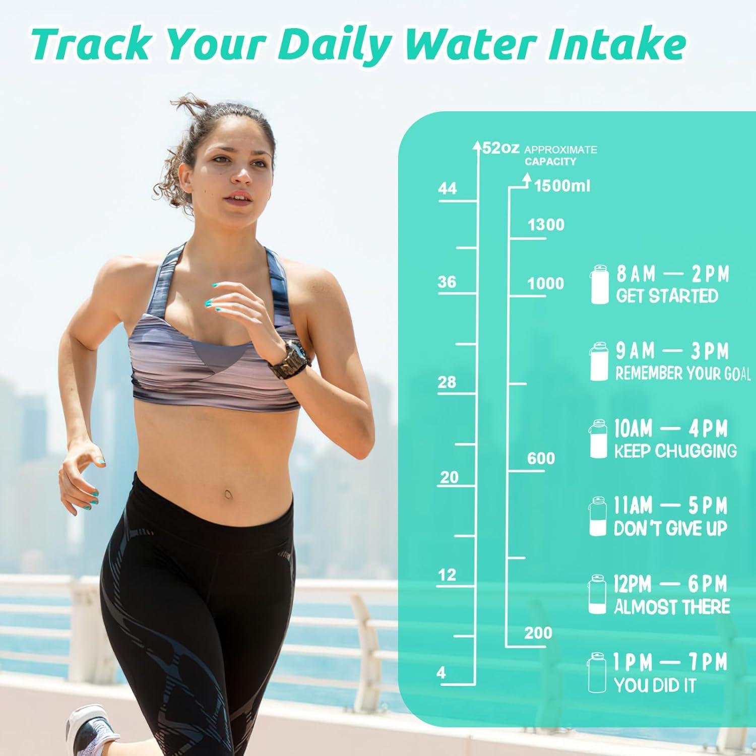 image:imageUTEBIT Gourde Sport 15L Bouteille deau avec Infuseur Th ou Fruits1 Litre Bouteille Reutilisable Fabrique en Tritan sans BPA avec Marqueur de Temps de Motivation pour Gym Camping BureauTransparent