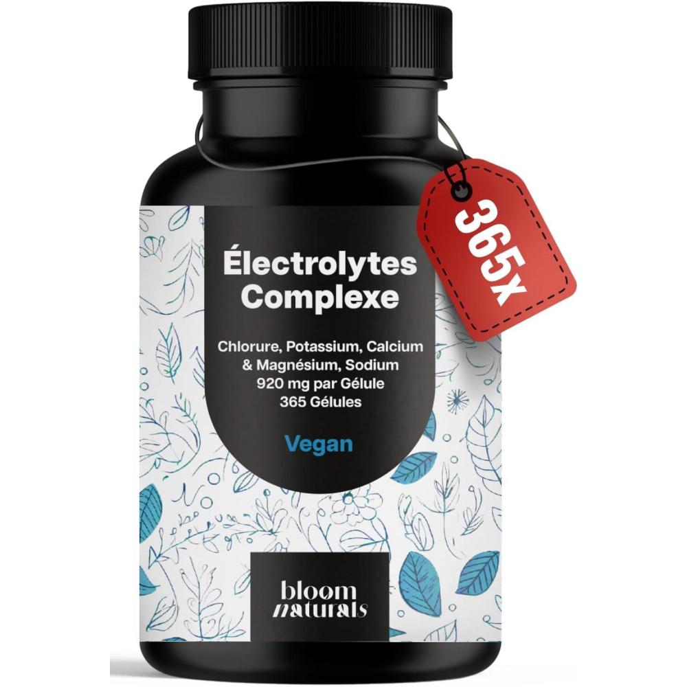 image:imageElectrolytes Hydratation Complexe 365 Glules Haute Biodisponibilit avec Chlorure Potassium Calcium Magnesium Sodium Vegan et Produit en Allemagne Electrolyte Supplement