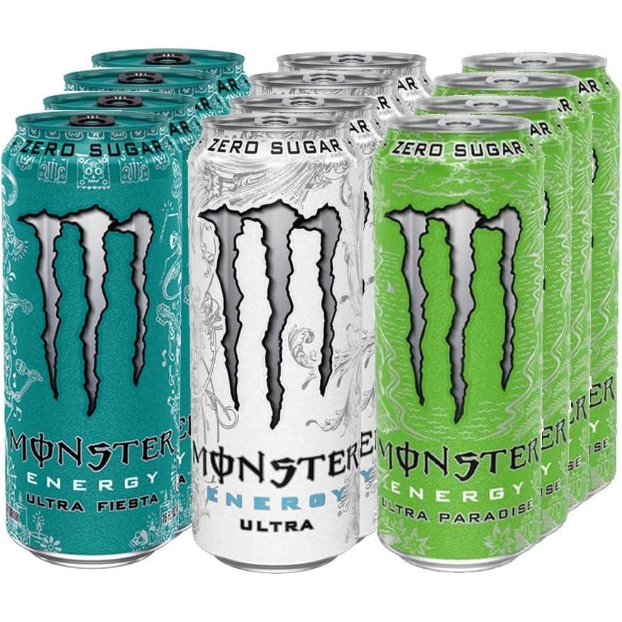 image:imageMonster Energy Ultra Zero Sugar Mixed Case 500 ml x 12 avec pack dautocollants gratuits Ultra Zero Ultra Violet Ultra Paradise