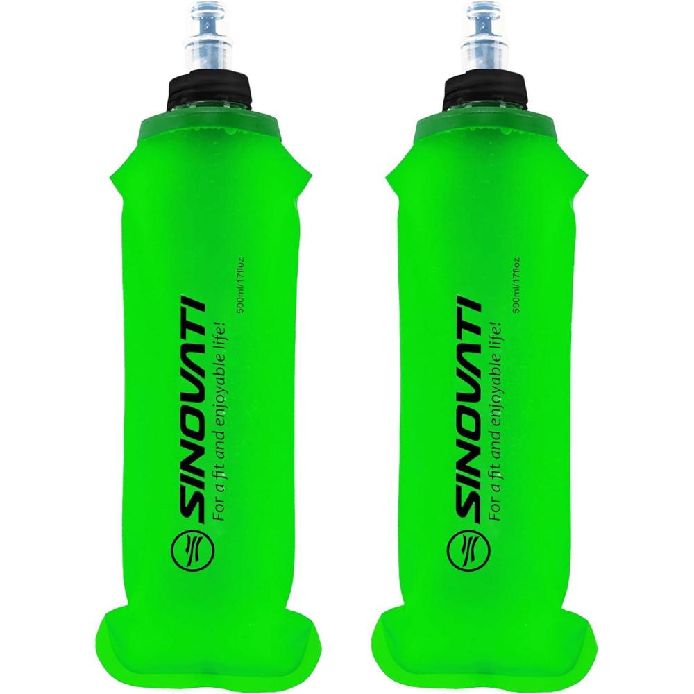 image:imageSINOVATI Gourde pliable en TPU sans BPA pour sac dos dhydratation vlo randonne jogging trekking camping et escaladeVert 500 Ml X 2
