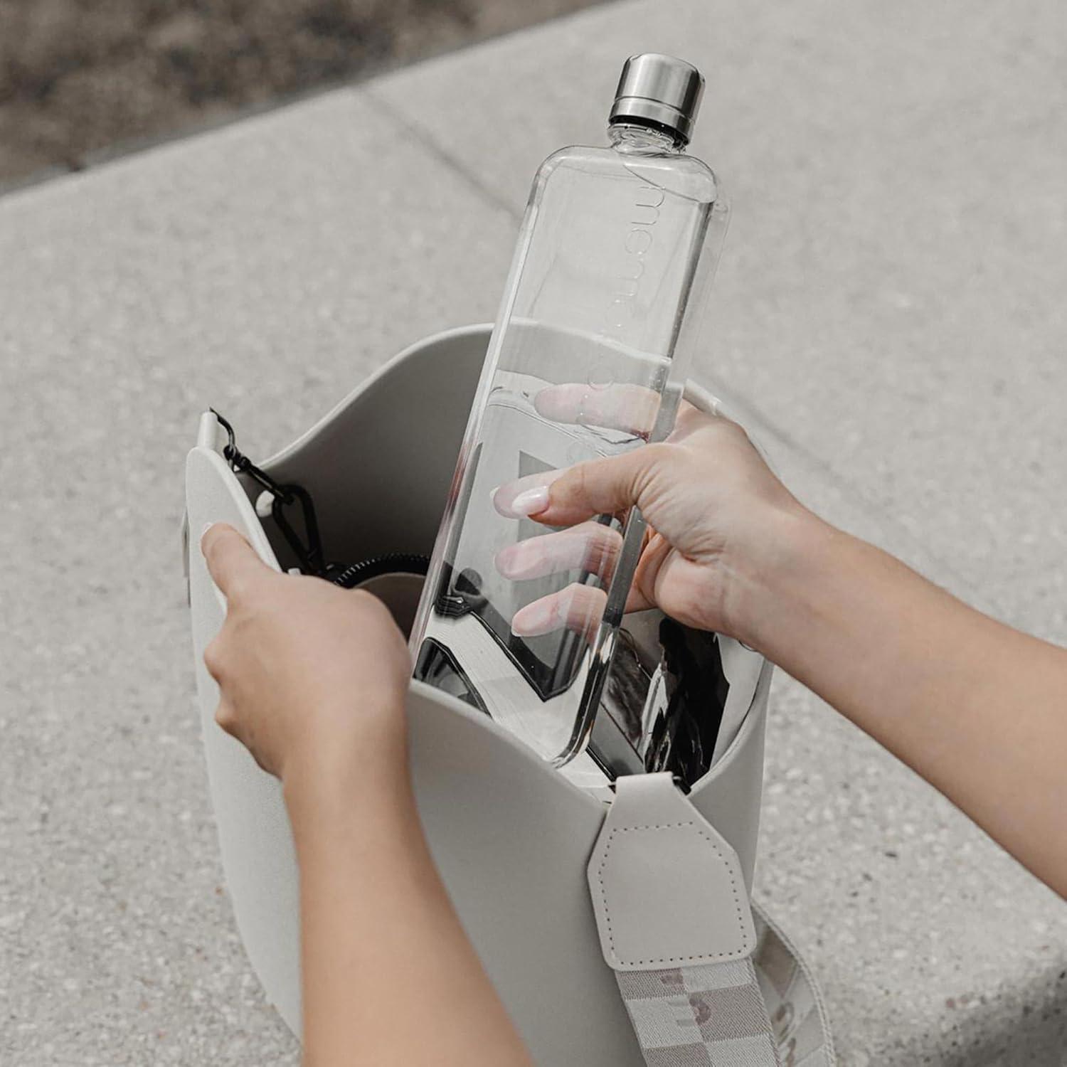 image:imagememobottle A6375 ml Bouteille deau compacte pour sacs ampamp poches Tritan sans BPA Moderne minimaliste Idale pour la salle de sport ampamp le travail Gourde inox450 ml