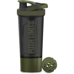 Artoid Mode Shaker Protéines Avec compartiment à poudre Boissons sportives Lavage à la main Rose/Vert 720ml, tamis Boule en Spirale Organisateur 200ml Compléments alimentaires Sans BPA(Noir/Vert Mousse)