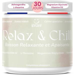 Ashwagandha KSM-66 Boisson Anti-Stress & Cortisol/Magnesium Bisglycinate pour la Relaxation & le Sommeil/Vitamine d/L Theanine/Vegan/Sans Gluten, Sucre, OGM/Limonade à la framboise/30 doses/Adulte/Ado