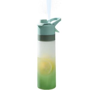 Générique Bouteille D&rsquo;eau Brumisante – Bouteille Pulvérisateur Réutilisable Avec Paille – Anti-fuite Tasse Givrée Dégradée Pour Enfant, Adulte, Garçon, Fille, L&rsquo;école, Camping, Gym, Sport, Yoga(Green)