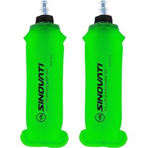 SINOVATI Gourde pliable en TPU sans BPA pour sac à dos d&rsquo;hydratation, vélo, randonnée, jogging, trekking, camping et escalade(Vert – 500 Ml X 2)