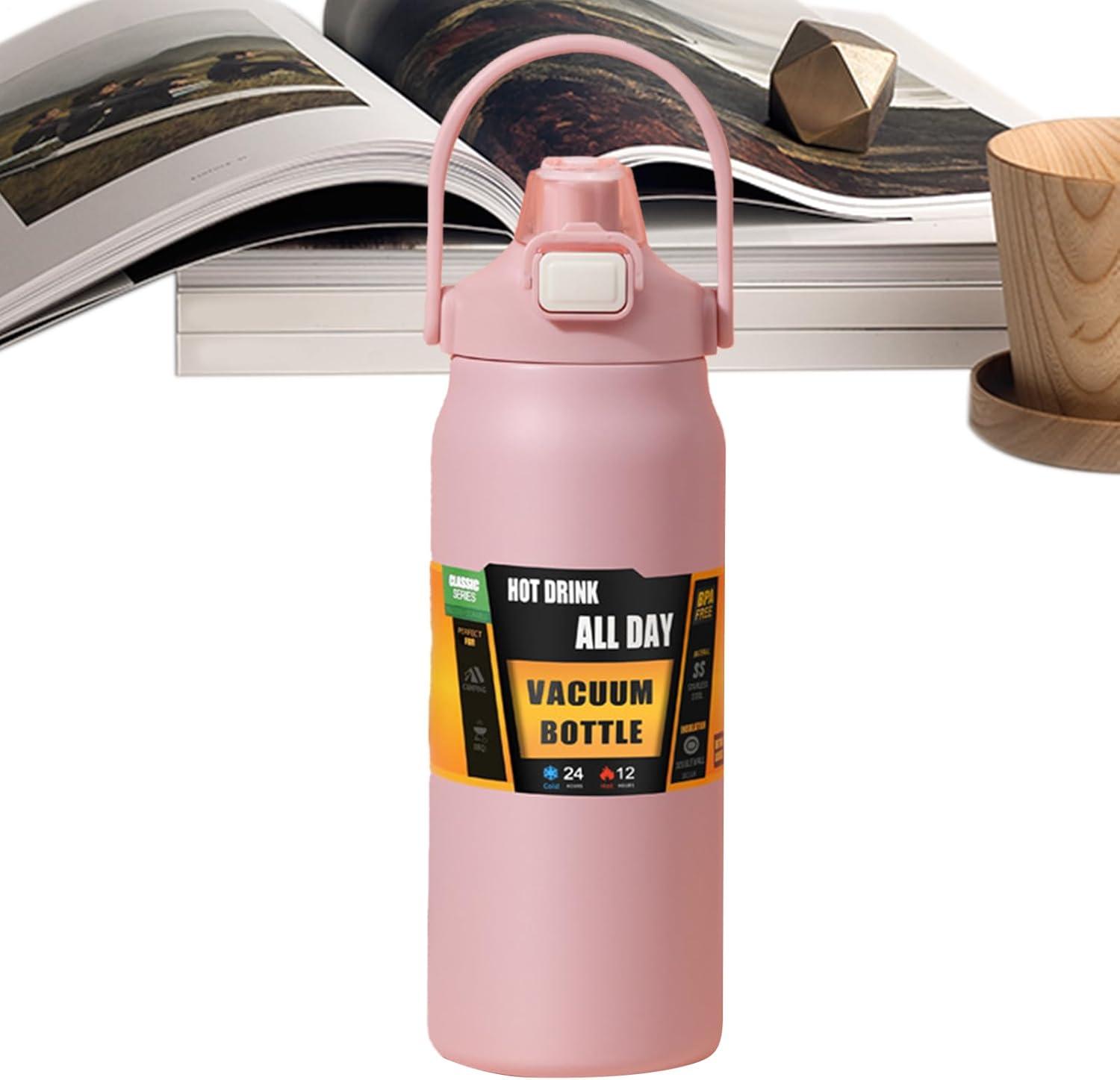 image:imageBouteille Isotherme1500ml En Acier Inoxydable tanche Gobelet Avec Paille Bouteille dEau Sportive Pour Femmes Hommes cole Sports Maison Voyage Caf BoissonsRose