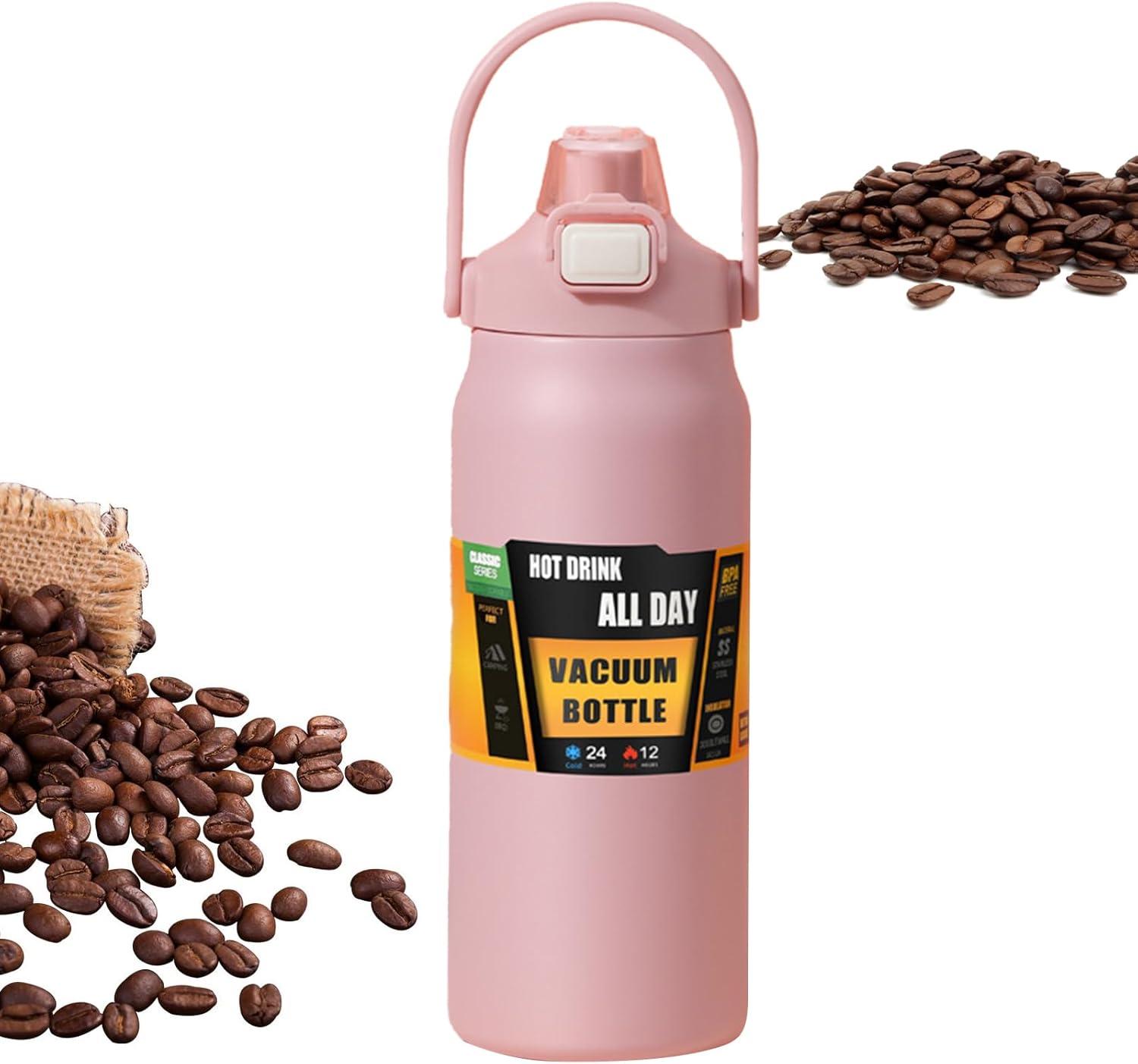 image:imageBouteille Isotherme1500ml En Acier Inoxydable tanche Gobelet Avec Paille Bouteille dEau Sportive Pour Femmes Hommes cole Sports Maison Voyage Caf BoissonsRose
