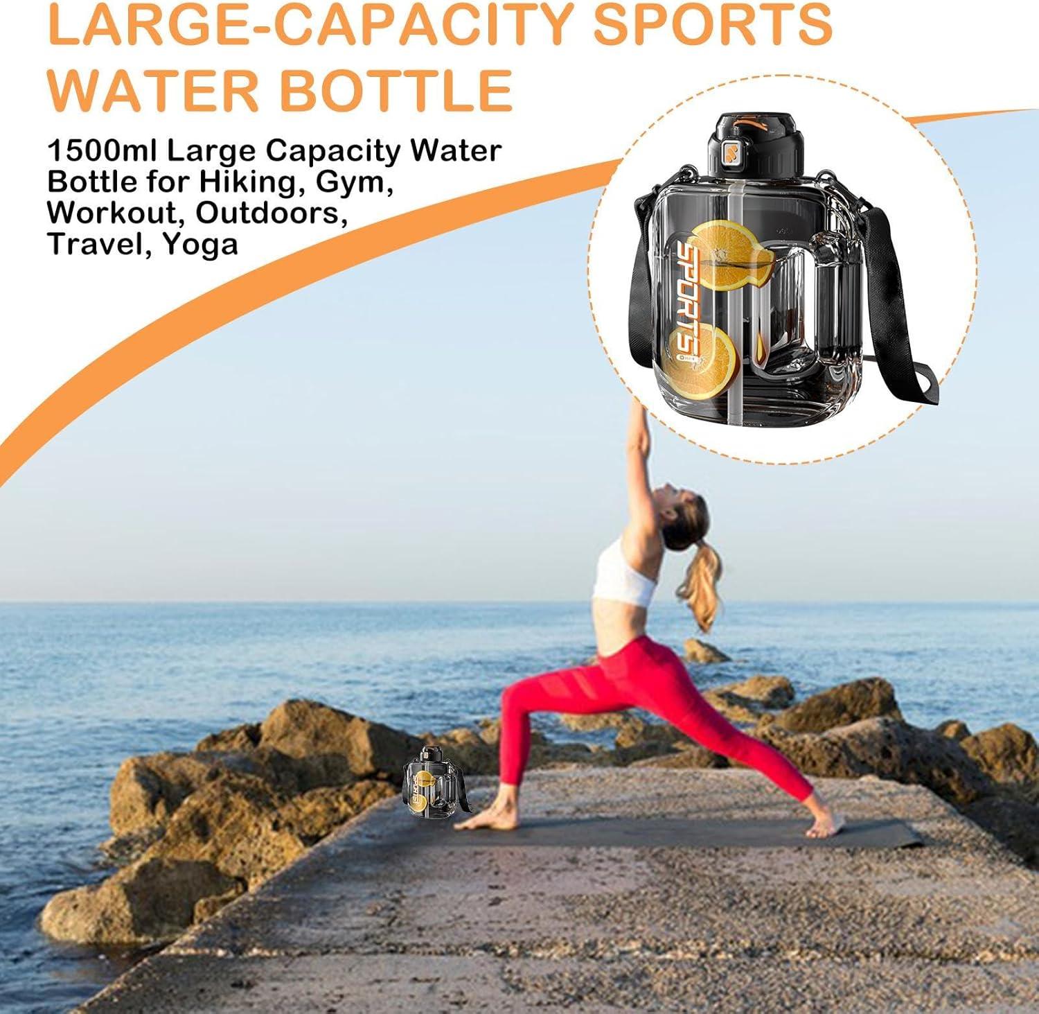 image:imageGourde SportiveCruche Boisson Extrieure Bouteille dEau AntiFuite 1500ml pour Bureau Voyages Salle de Sport Randonne Camping