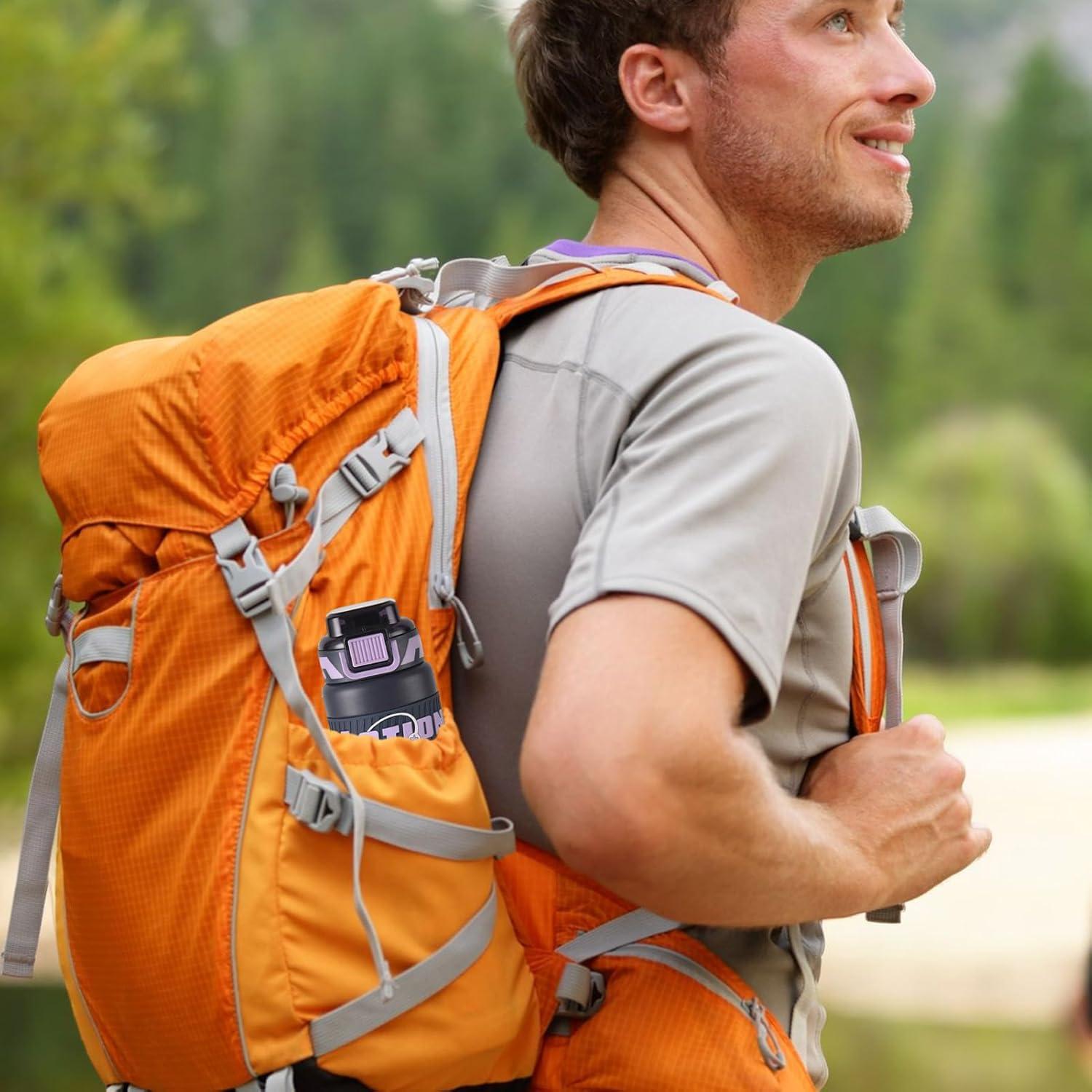 image:imageGourde dEau Sportive Gobelet Paille 640ml Pour Boisson De VoyageSportifs Portables En Acier Inoxydable pour le Voyage les tudiants lEscalade les Activits de Plein Air lAlpinisme le PiViolet
