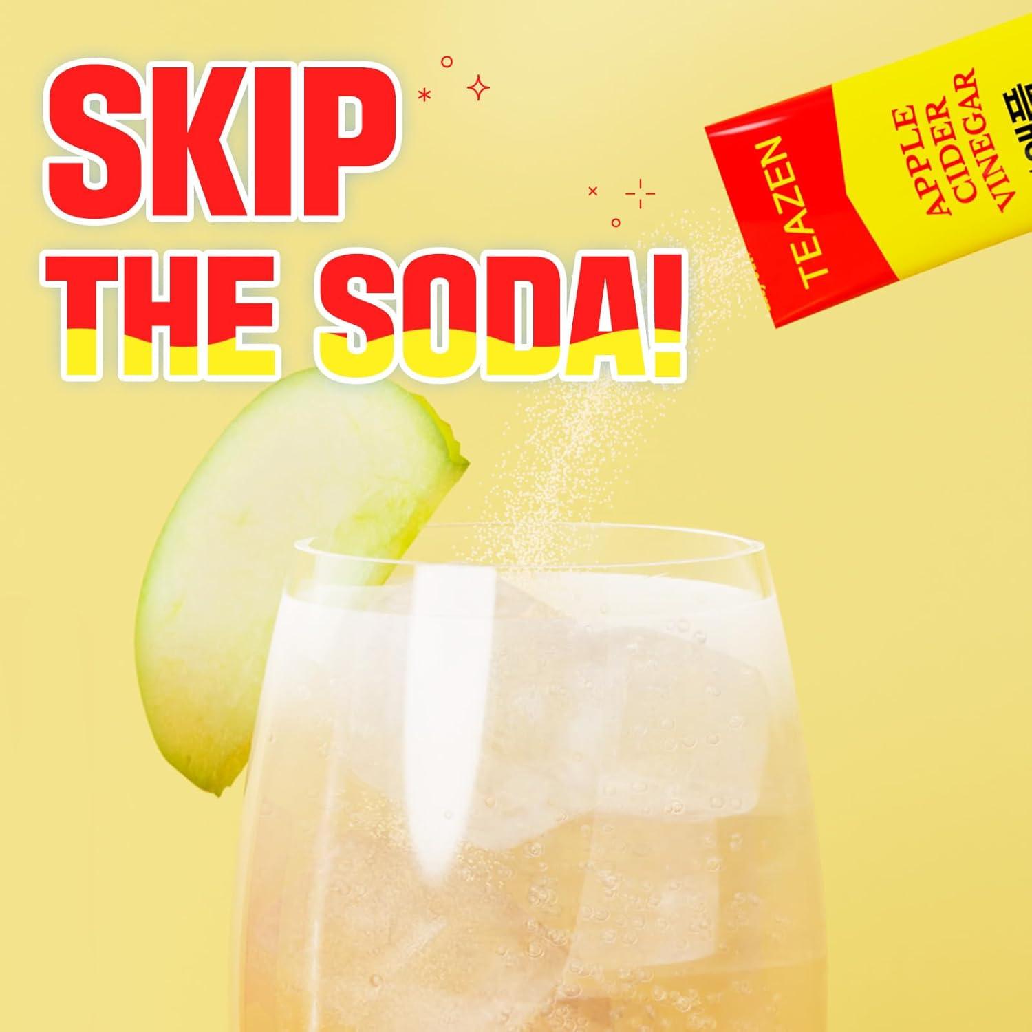 image:imageTEAZEN Vinaigre de Cidre de Pomme Sans Sucre Boisson instantane au th vert 10 sachets Sans sucre vgtalien faible en calories Mlange japonais pour lnergie et le mtabolisme