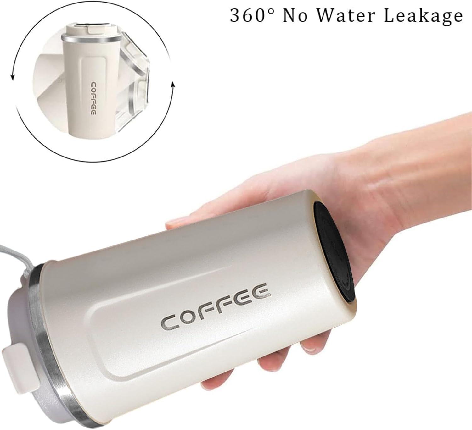 image:imageTasse caf de voyage Tasse isotherme avec affichage numrique de la temprature Conteneurs de boissons sportives Bouteille deau de temprature pour eau th caf et jusBlanc