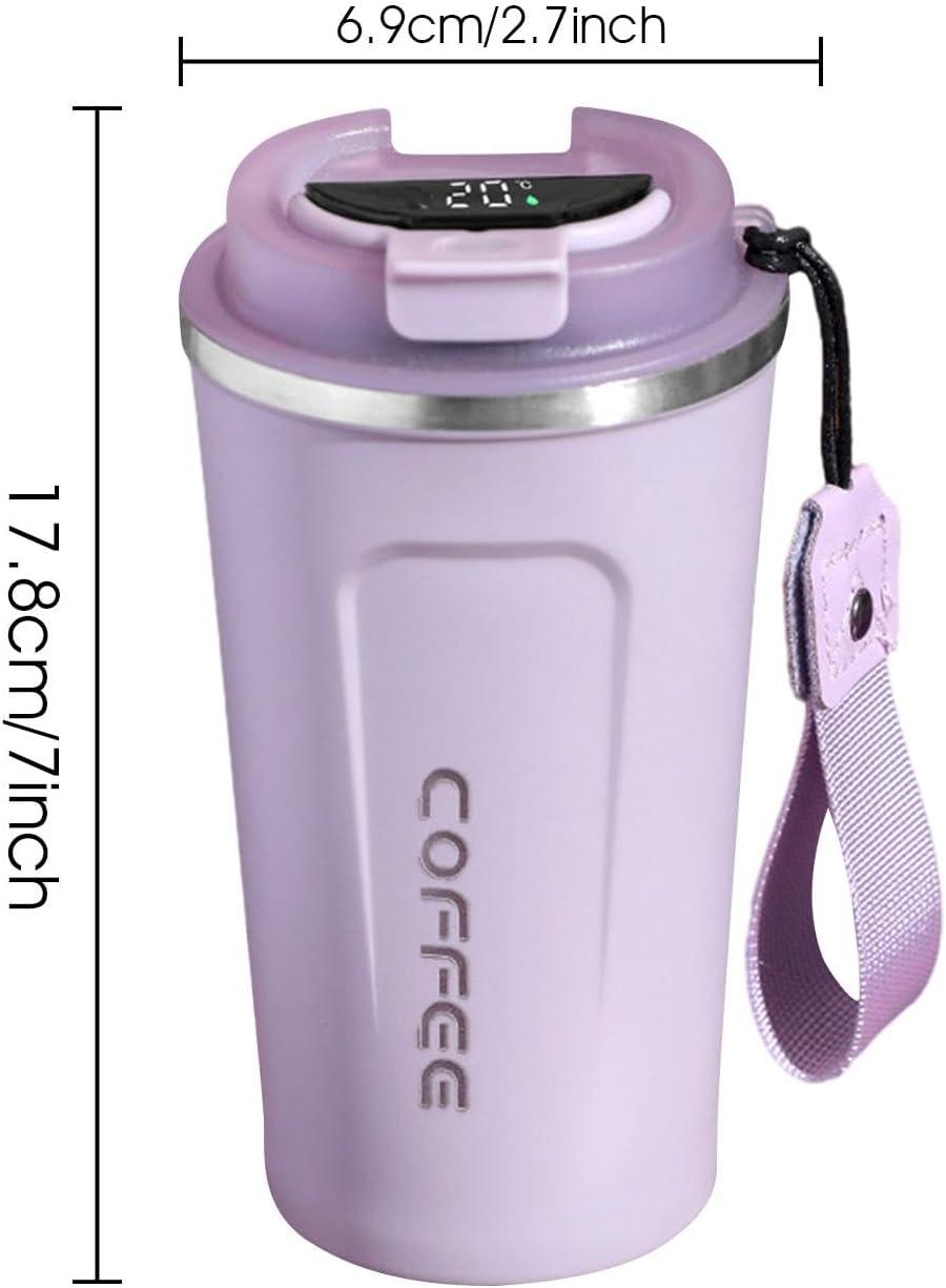 image:imageTasse caf de voyage Tasse isotherme avec affichage numrique de la temprature Conteneurs de boissons sportives Bouteille deau de temprature pour eau th caf et jusViolet