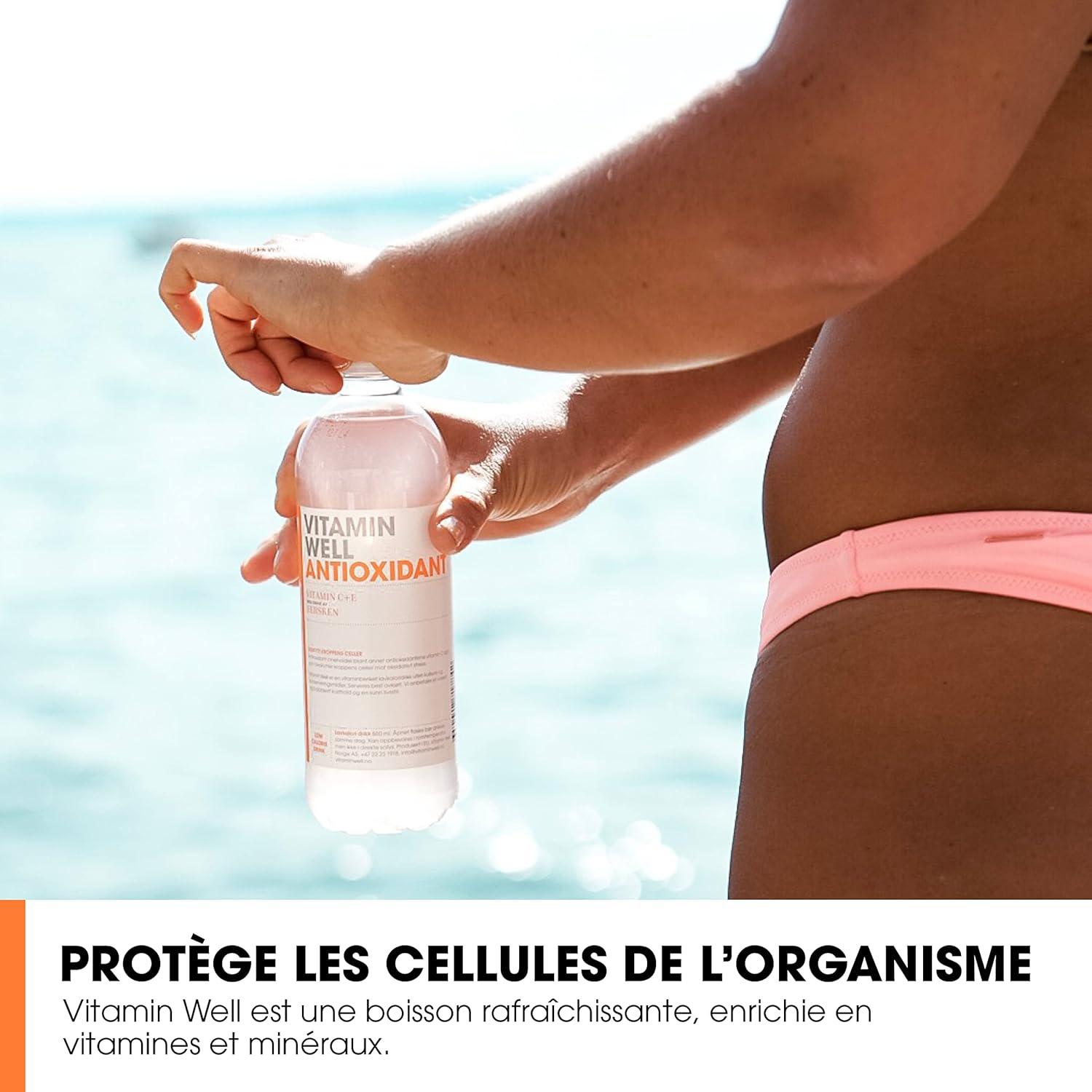 image:imageVitamin Well Boissons enrichies en vitamines et en minraux got pche 12x500ml AntioxidantAntioxidant