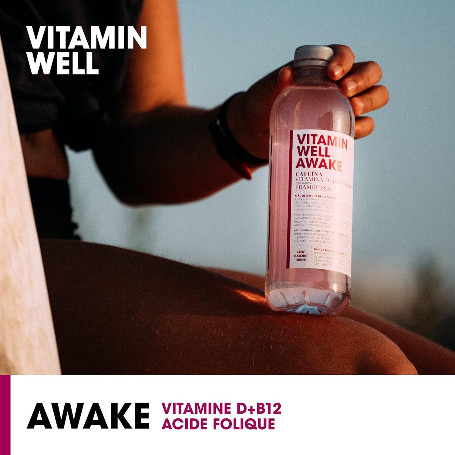 image:imageVitamin Well Boissons enrichies en vitamines et en minraux got pche 12x500ml AntioxidantAwake