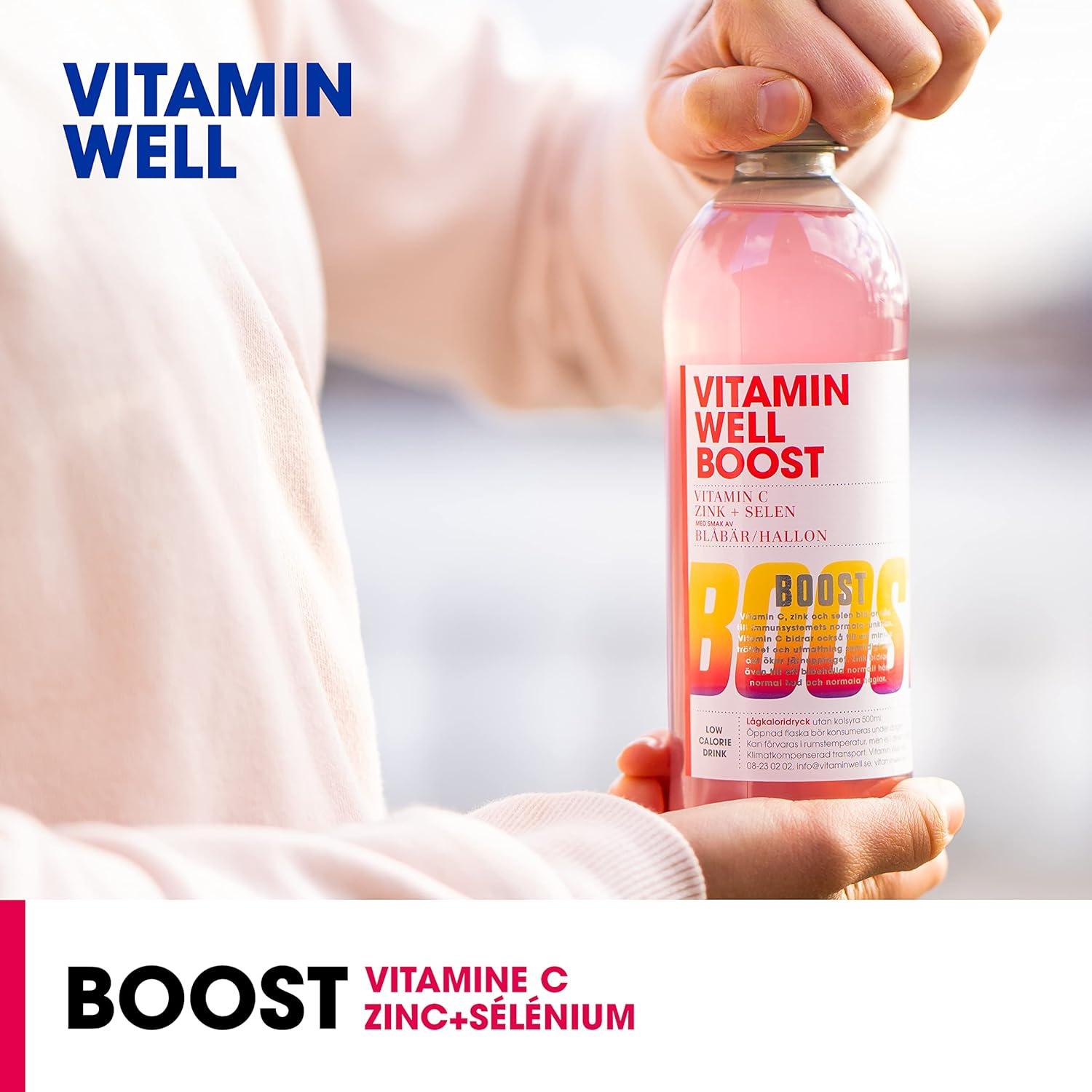 image:imageVitamin Well Boissons enrichies en vitamines et en minraux got pche 12x500ml AntioxidantBoost