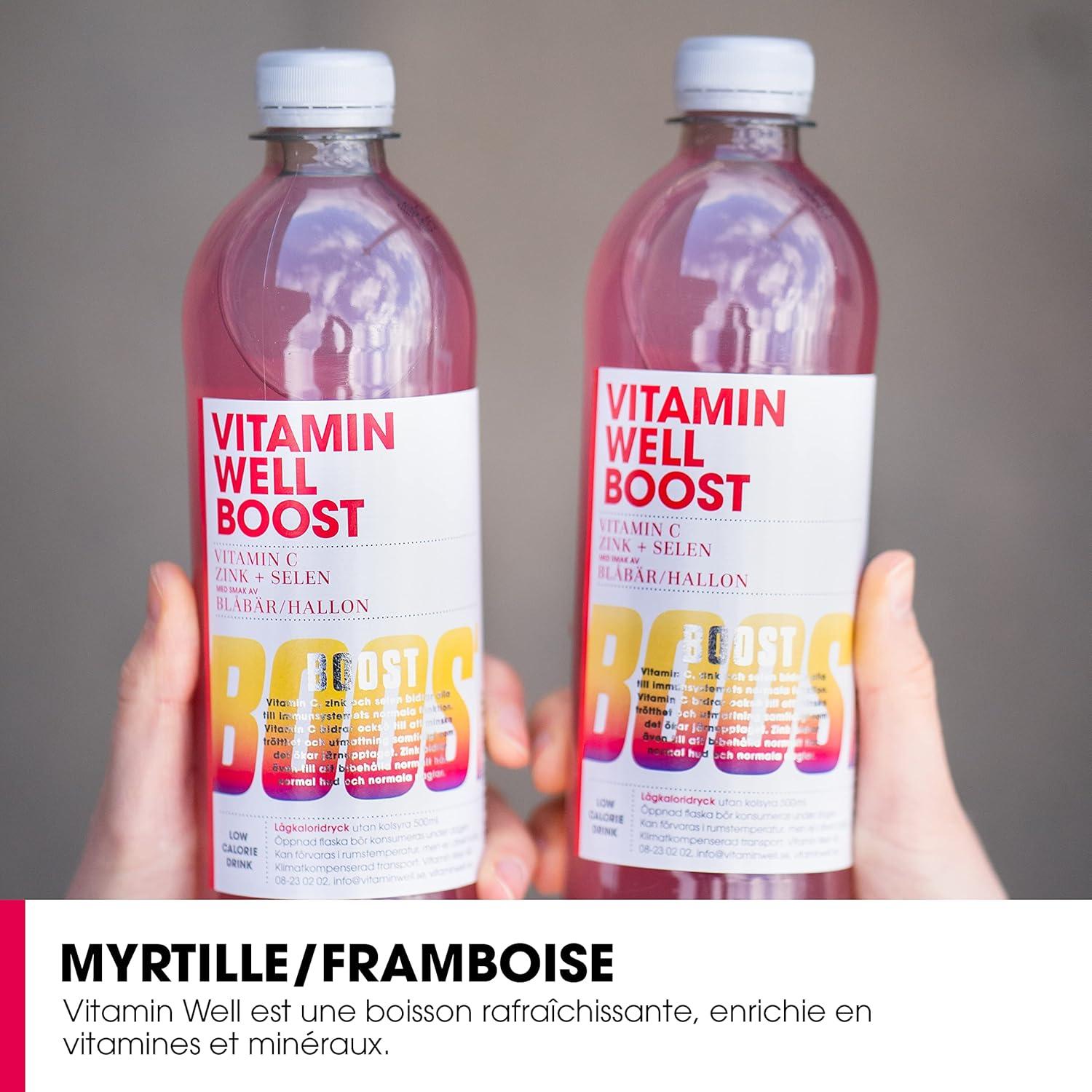 image:imageVitamin Well Boissons enrichies en vitamines et en minraux got pche 12x500ml AntioxidantBoost