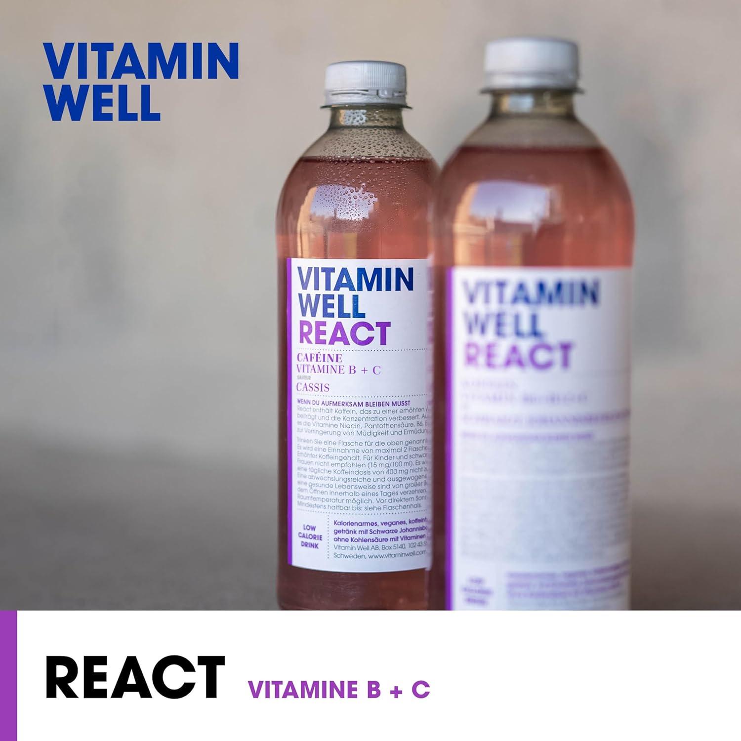 image:imageVitamin Well Boissons enrichies en vitamines et en minraux got pche 12x500ml AntioxidantReact