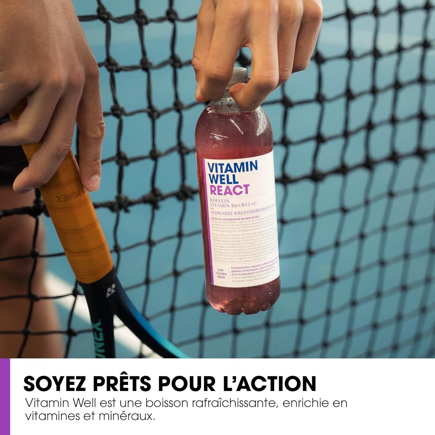 image:imageVitamin Well Boissons enrichies en vitamines et en minraux got pche 12x500ml AntioxidantReact