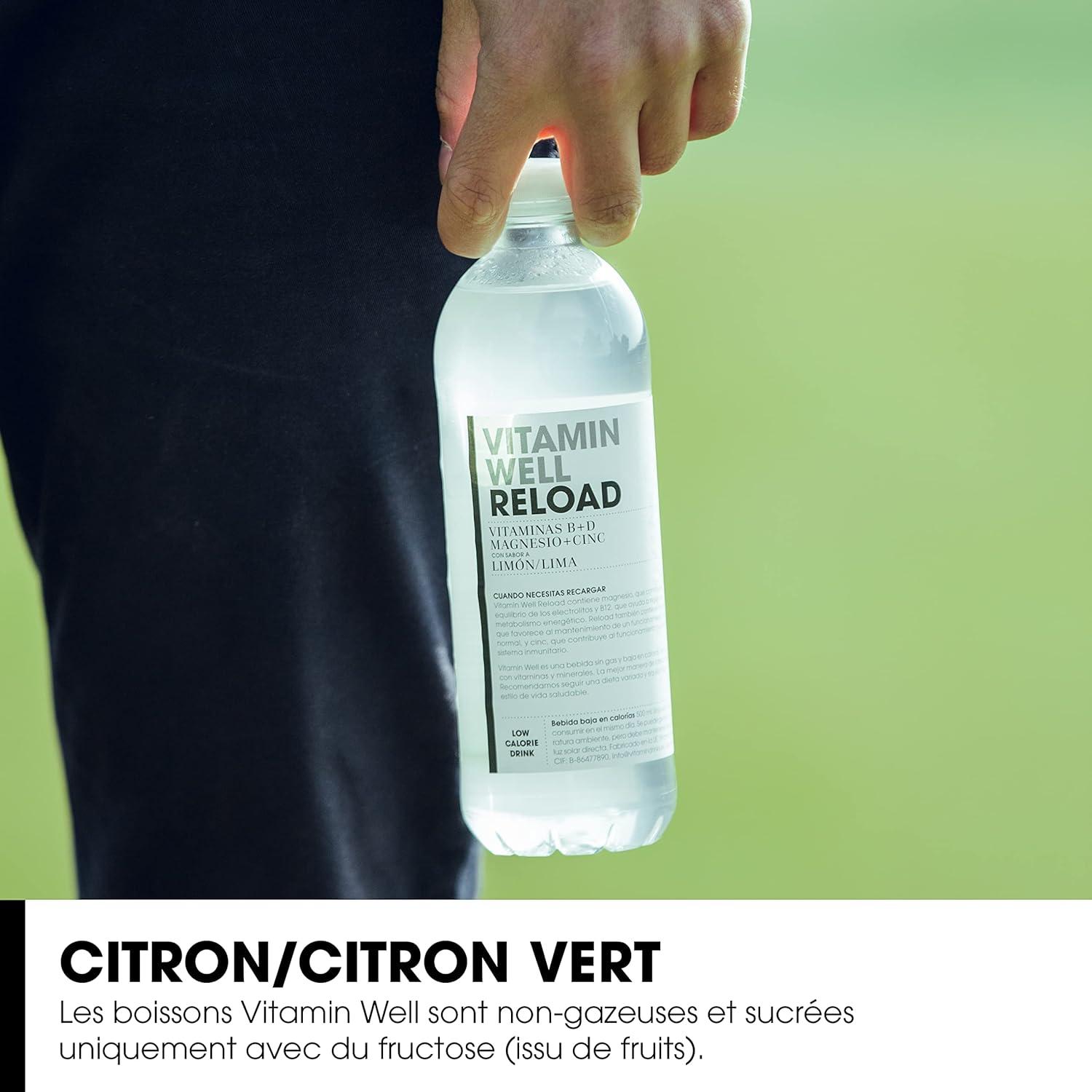 image:imageVitamin Well Boissons enrichies en vitamines et en minraux got pche 12x500ml AntioxidantReload