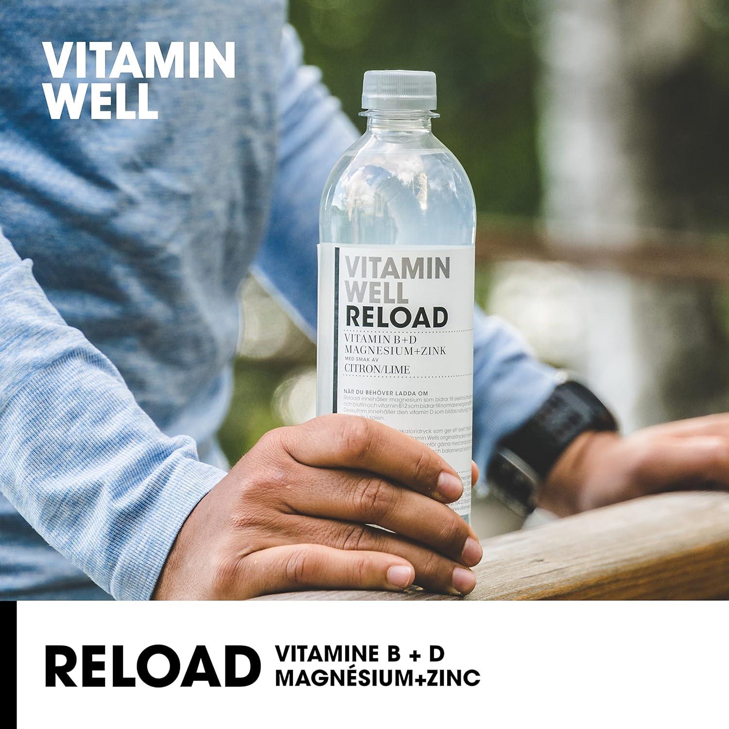 image:imageVitamin Well Boissons enrichies en vitamines et en minraux got pche 12x500ml AntioxidantReload