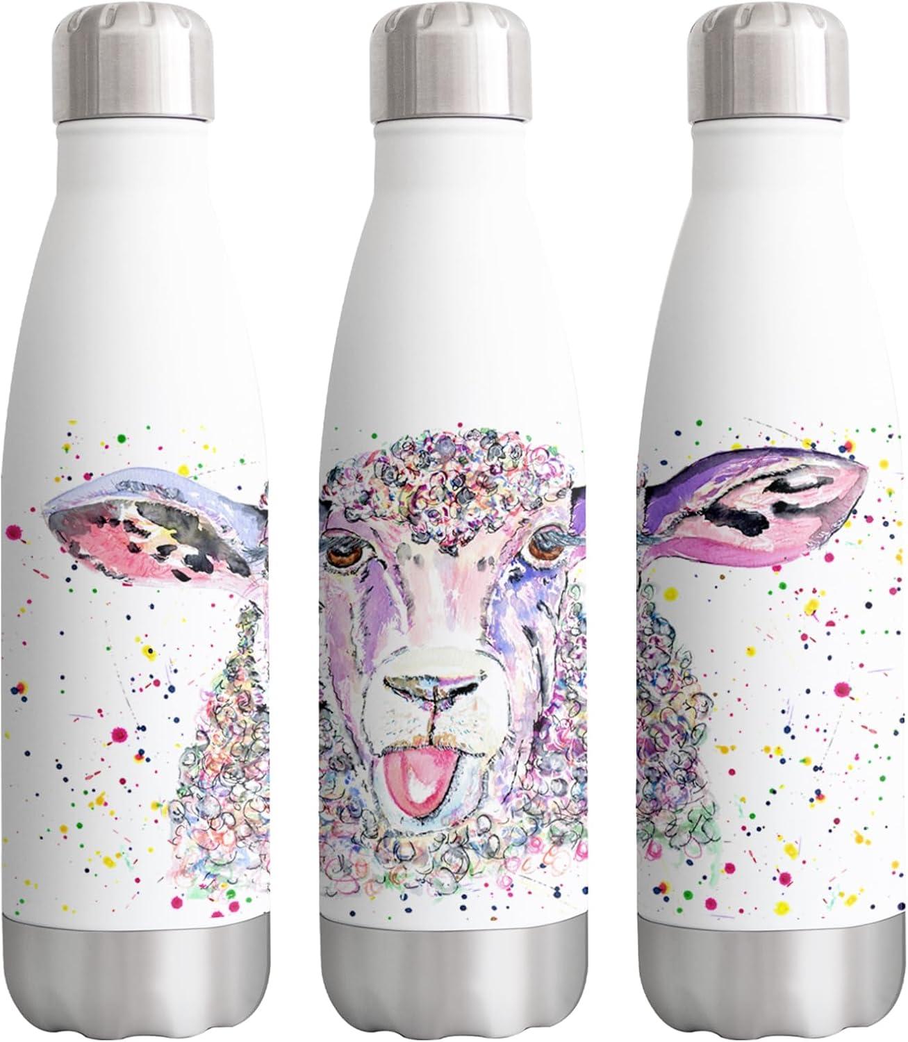 image:imageVixar Sheep Eve Farm Animals Bouteille aquarelle double paroi isole en acier inoxydable pour boissons sportives 500 ml