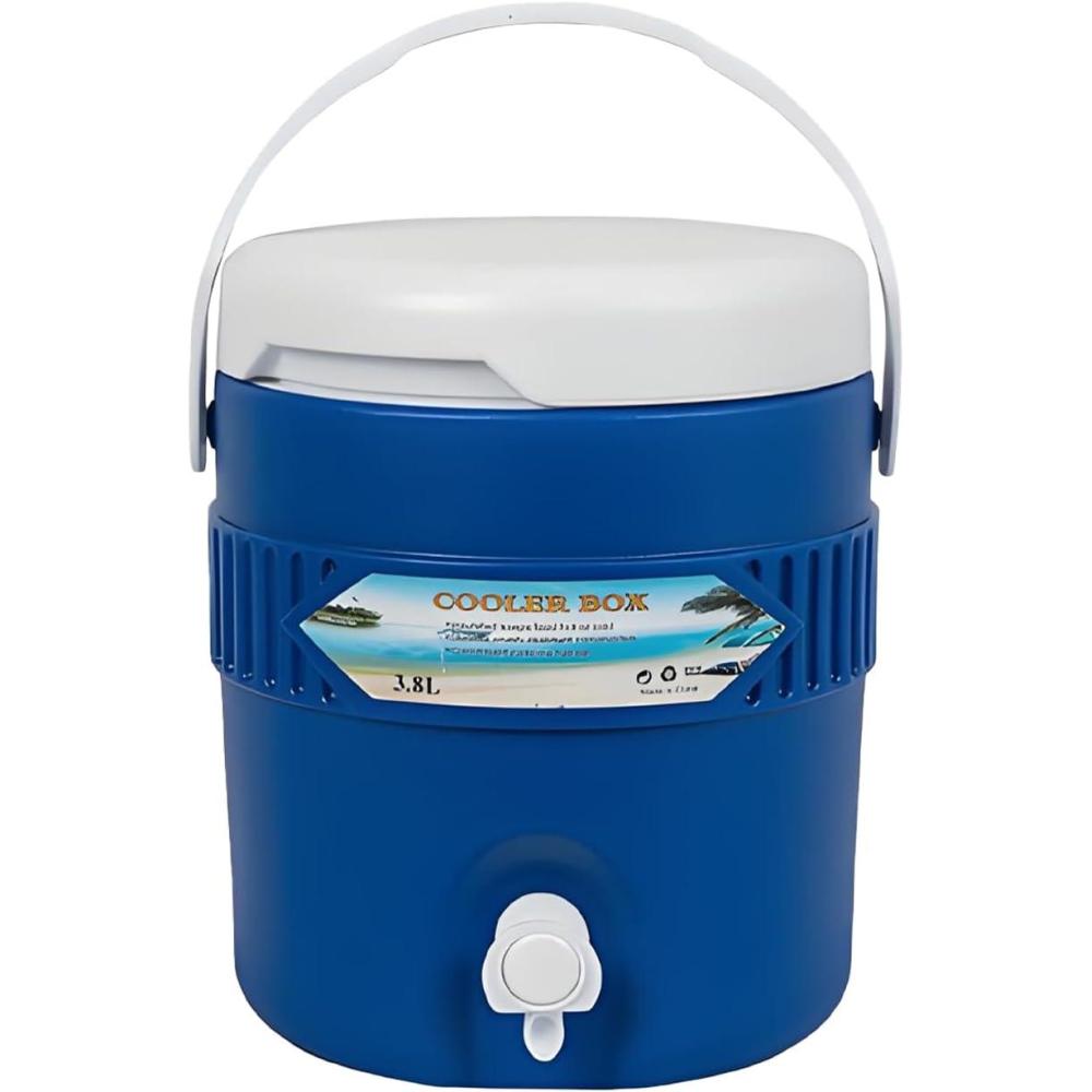 image:imageDistributeur deau de 38 L refroidisseurs de boissons sportives portables carafe isotherme robuste avec poigne rangement de boissons de camping en plein air service de boissons pour voyageBleu