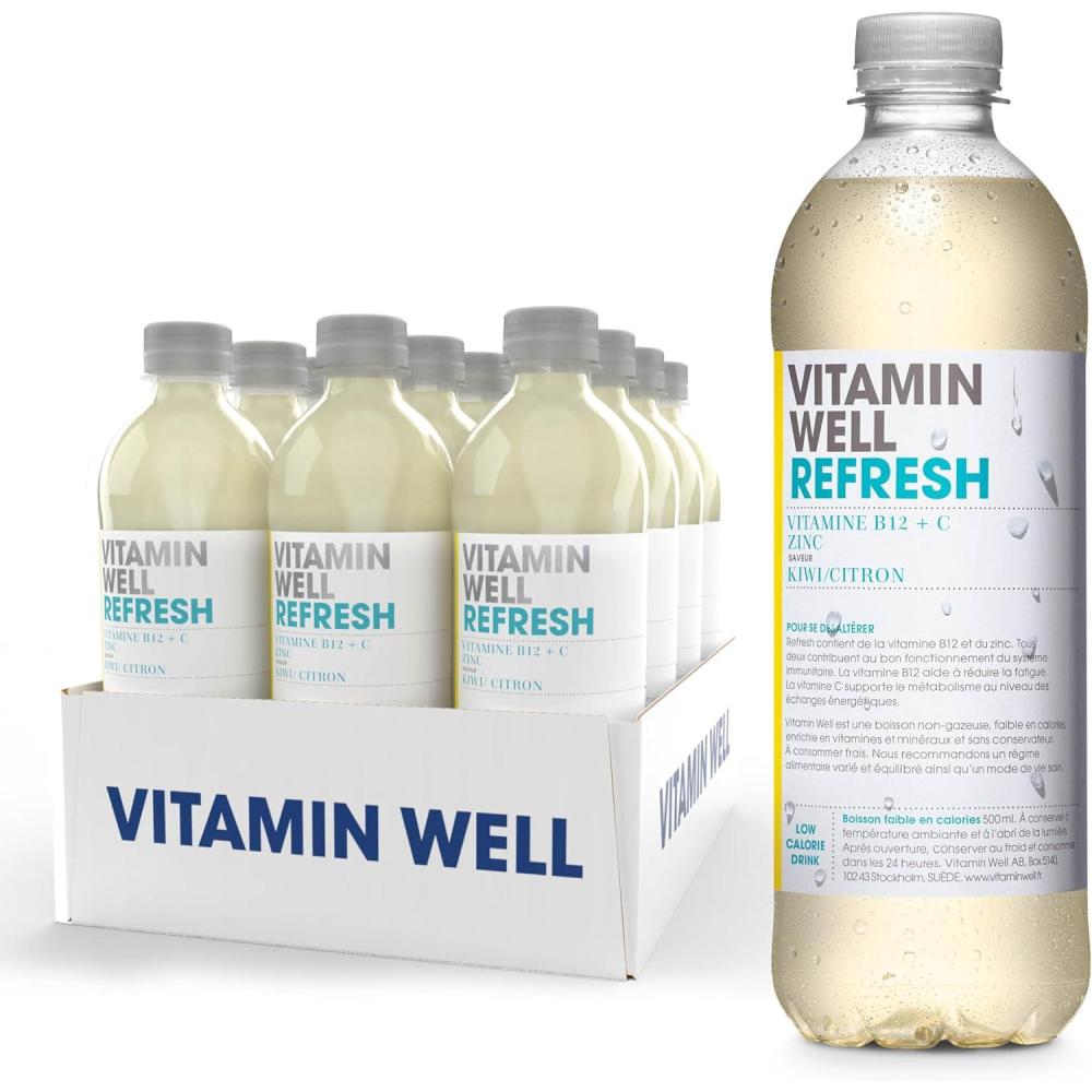 image:imageVitamin Well Boissons enrichies en vitamines et en minraux got pche 12x500ml AntioxidantRefresh